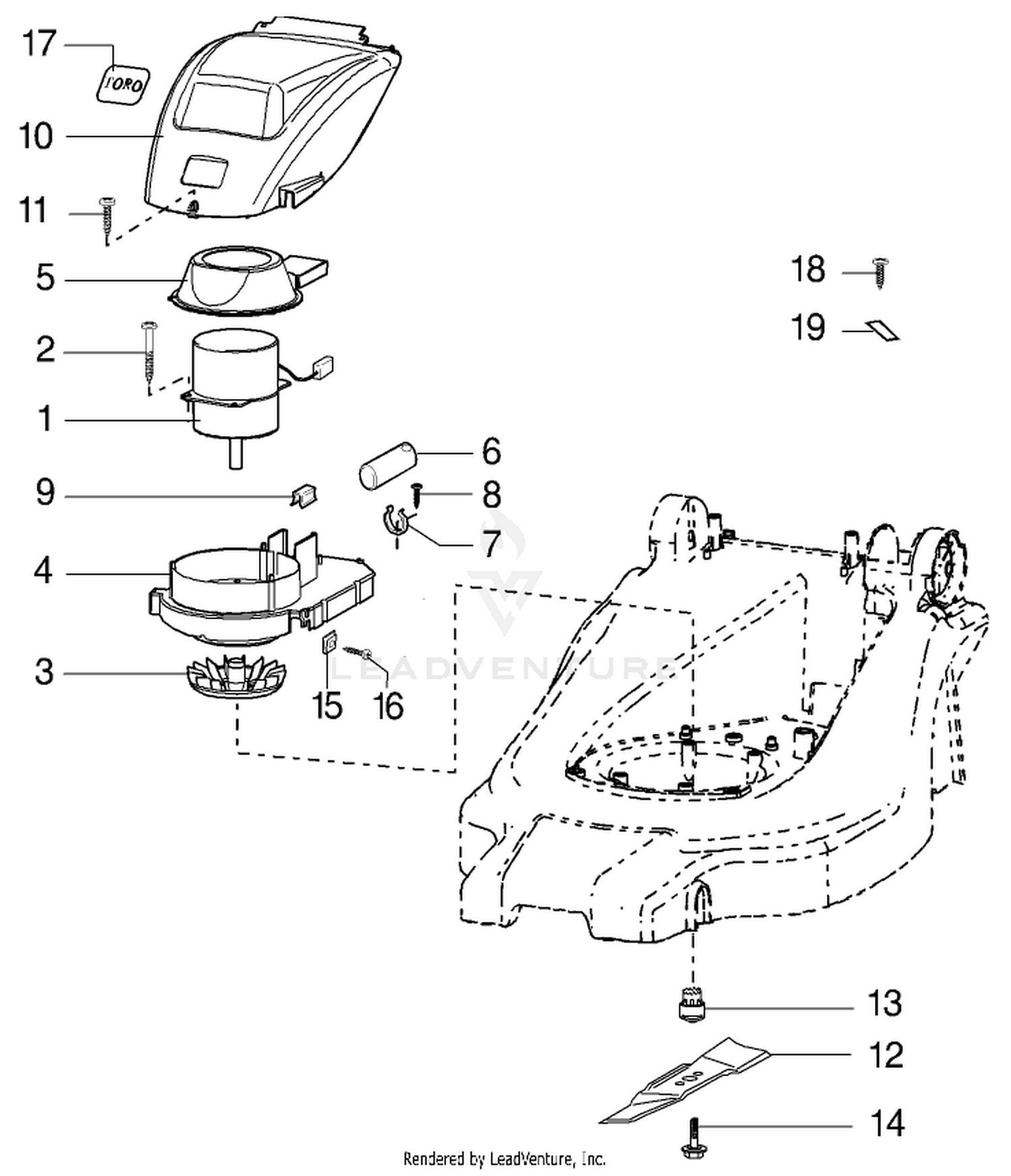 Motor and Blade Assembly Model-No. 21070, 21071  21072