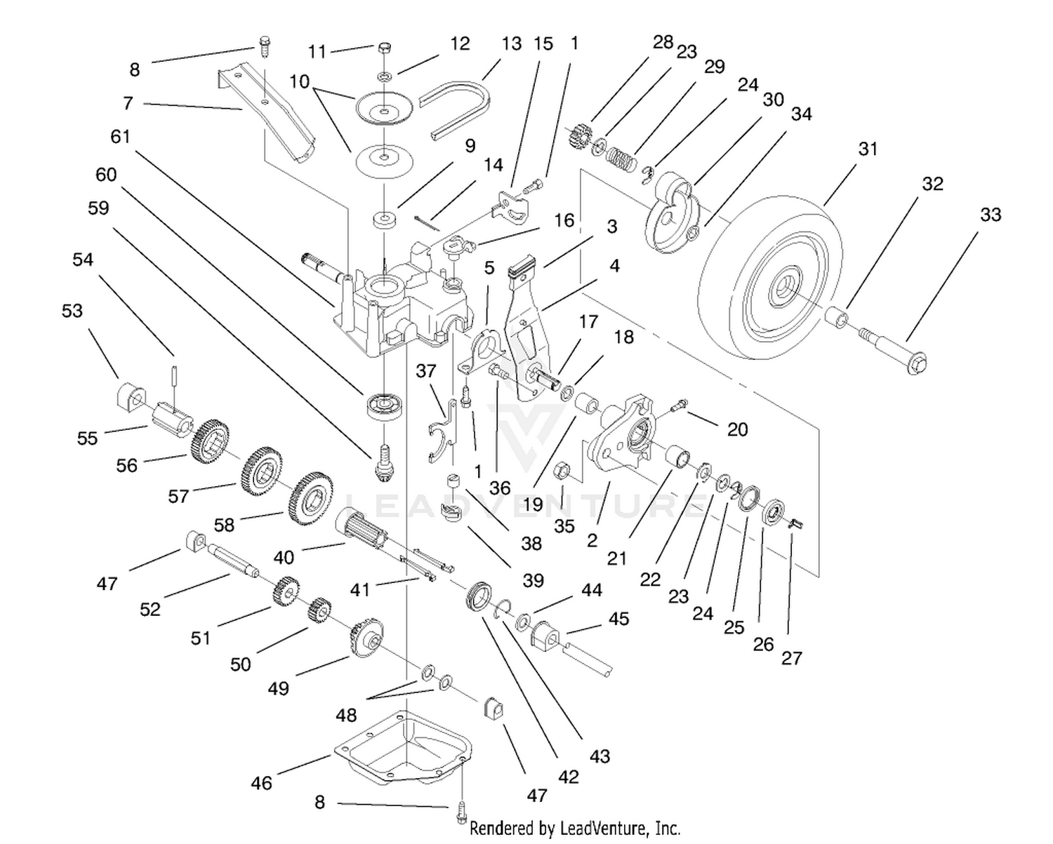 Deck Suspension  Gear Case Assembly