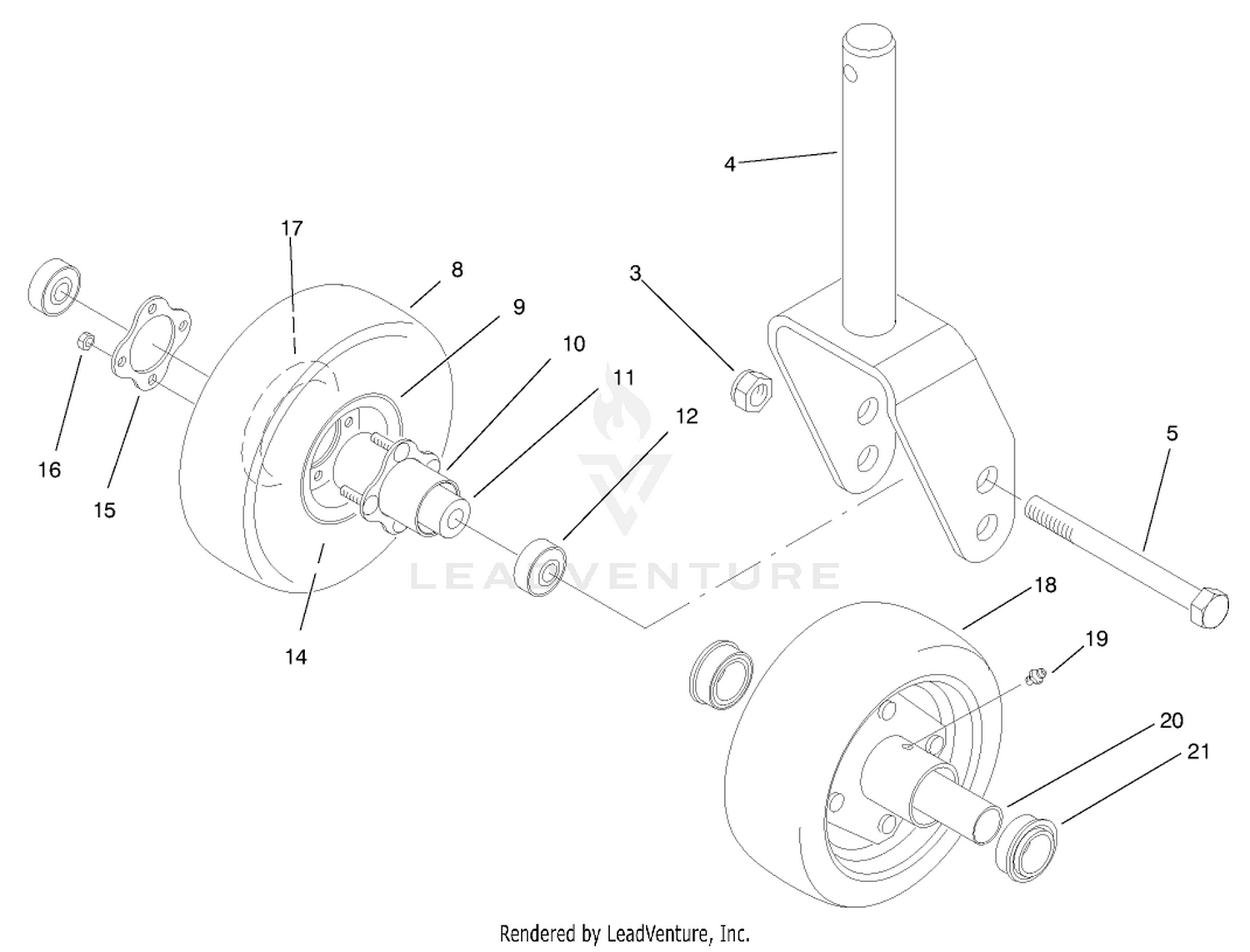 Front Castor Fork Assembly