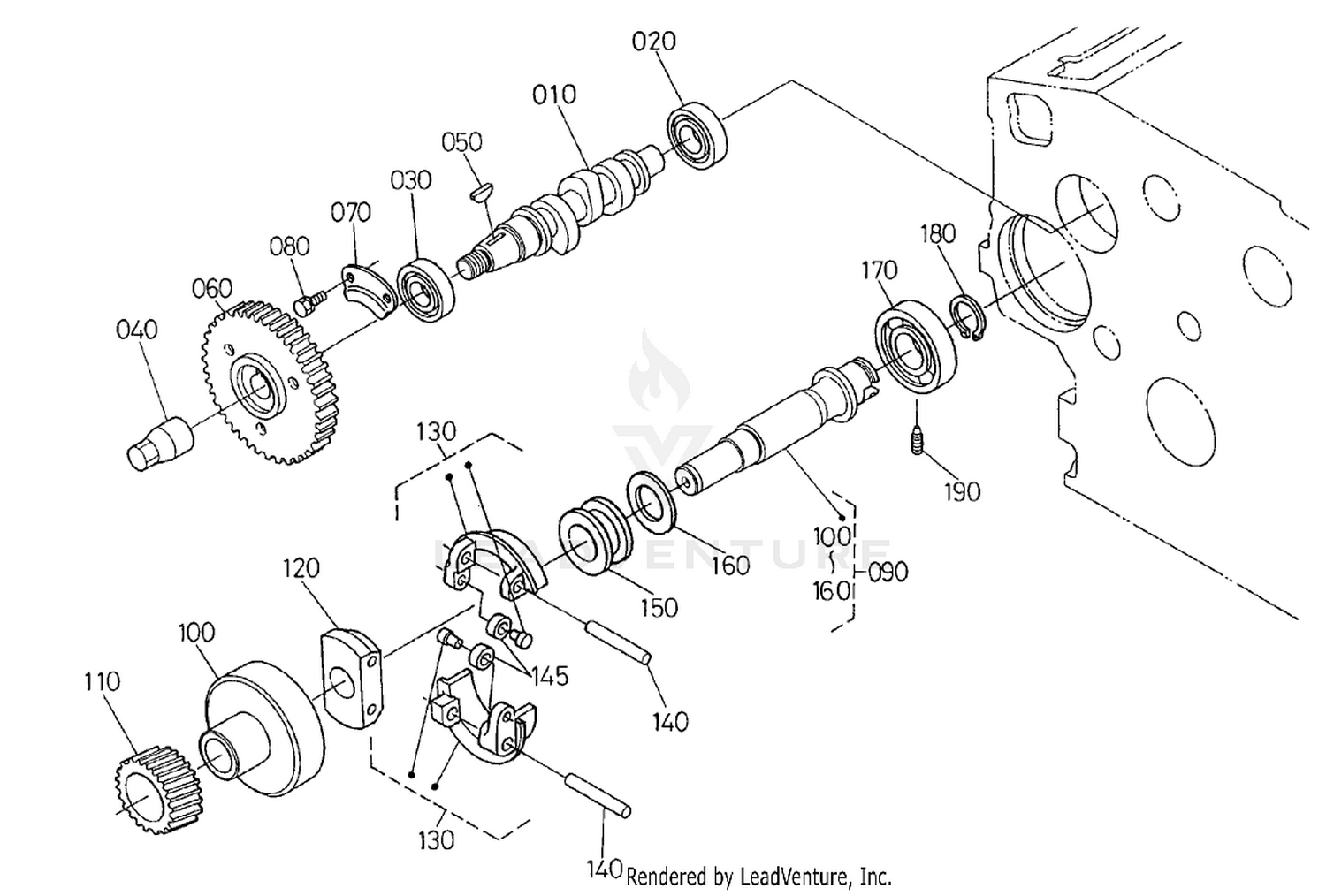 Fuel, Camshaft And Governor Shaft Assembly Engine Assembly No. 104-3448