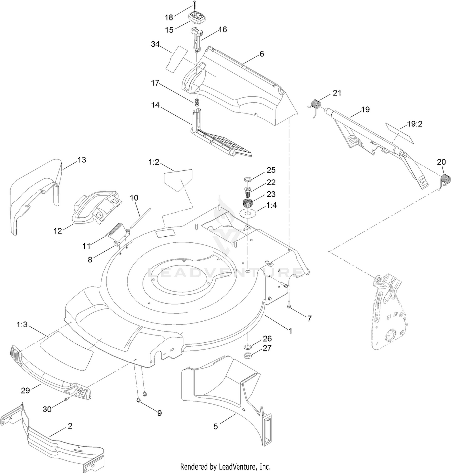 Deck, Side Chute and Rear Door Assembly