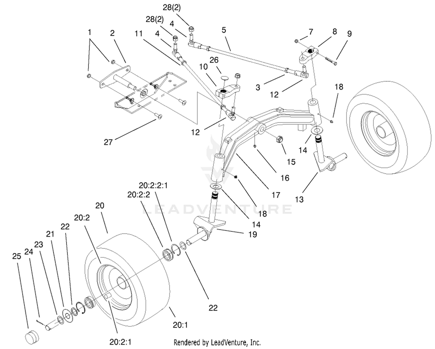 Tie Rods, Spindle,  Front Axle Assembly