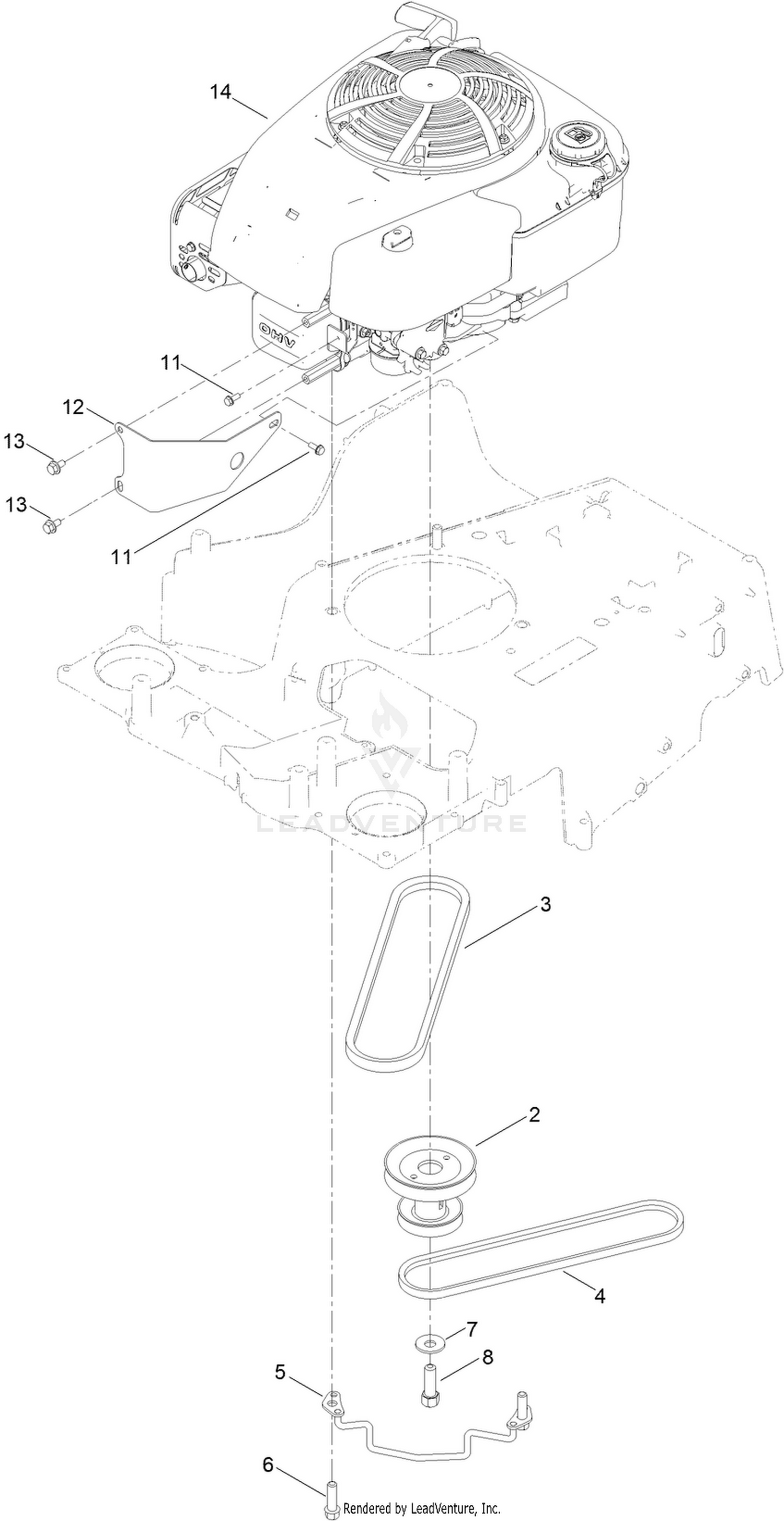Engine and Belt Assembly