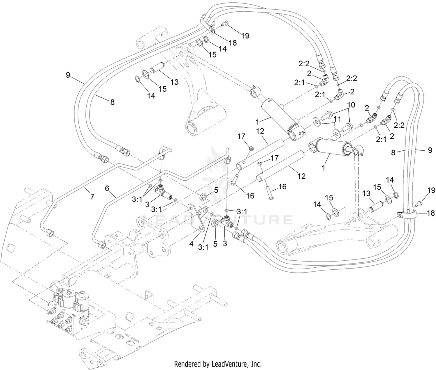 Deck No. 2 and 3 Lift Circuit Hydraulic Assembly