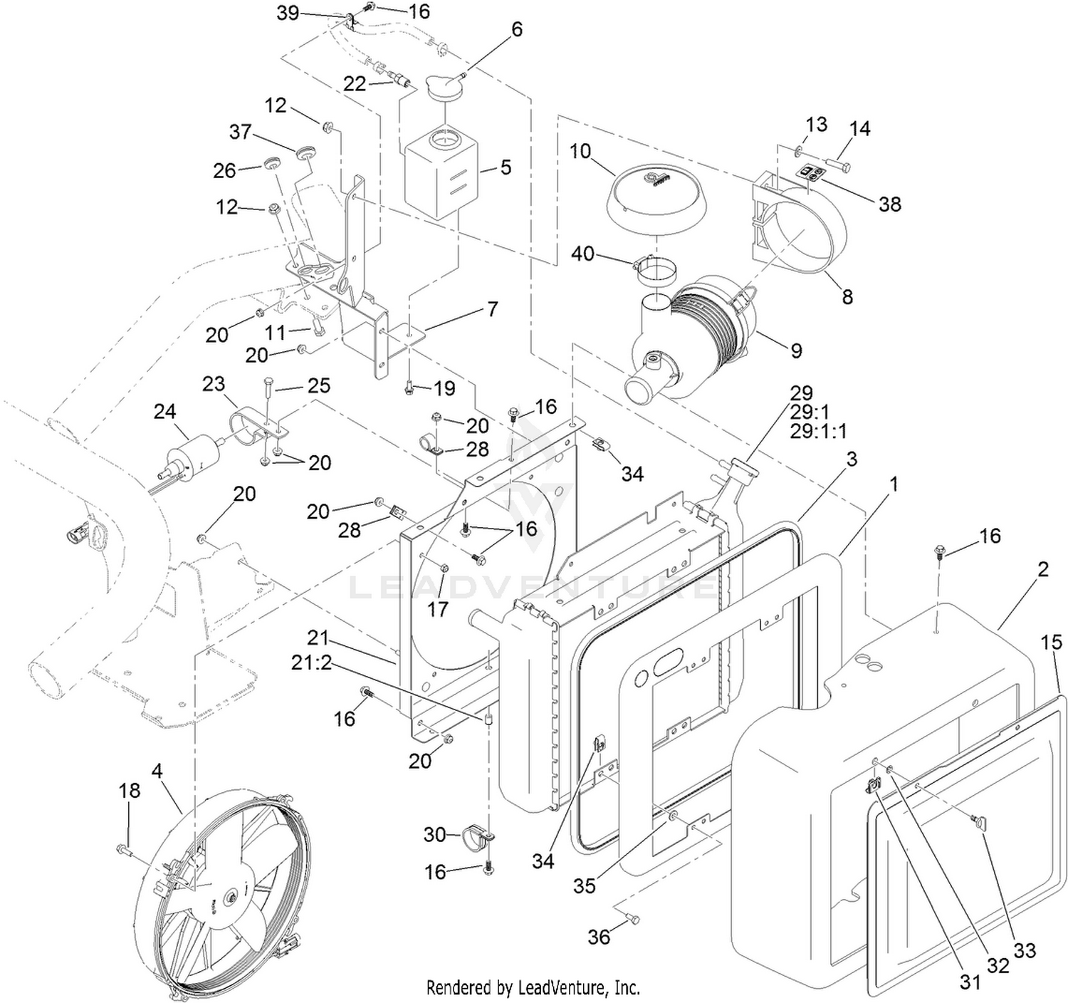 Radiator, Fuel Pump and Air Cleaner Assembly