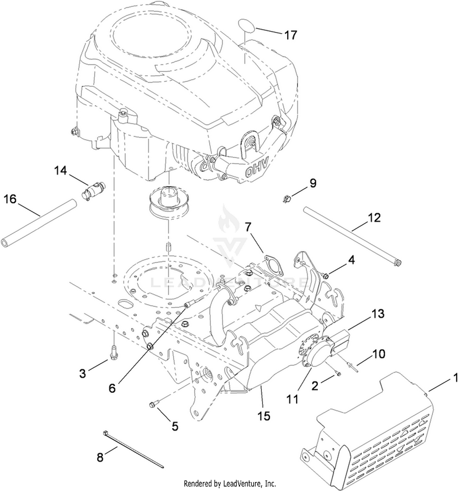 Muffler and Shield Assembly