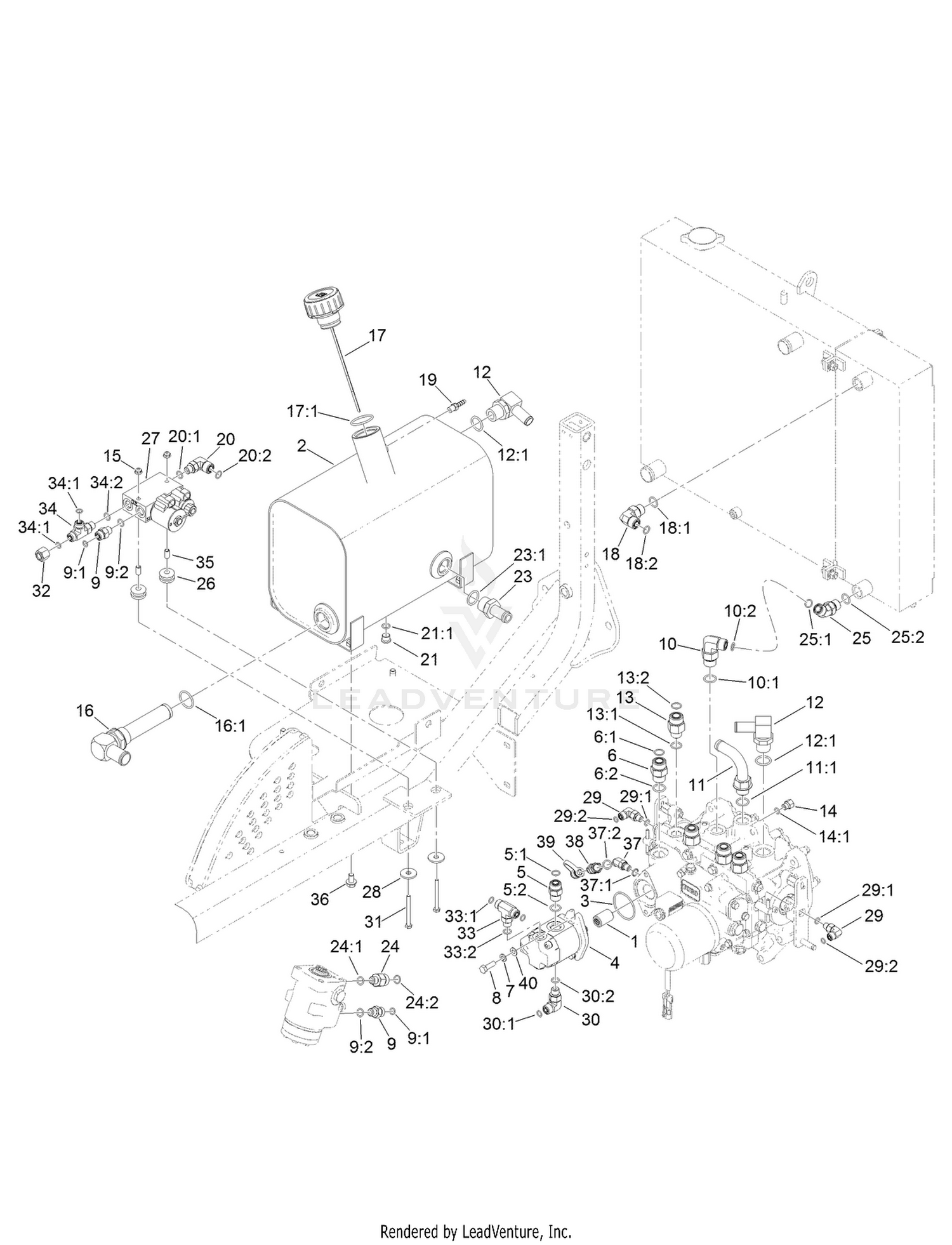 Deck Lift Valve and Hydraulic Fitting Assembly