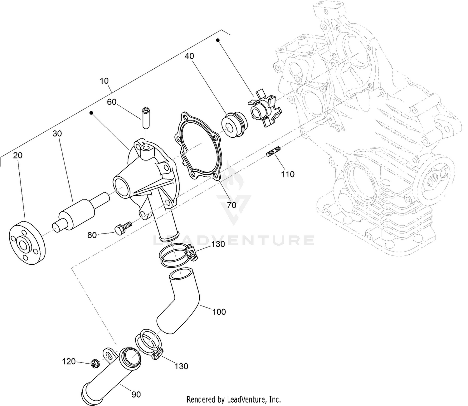 Water Pump and Water Pipe Assembly