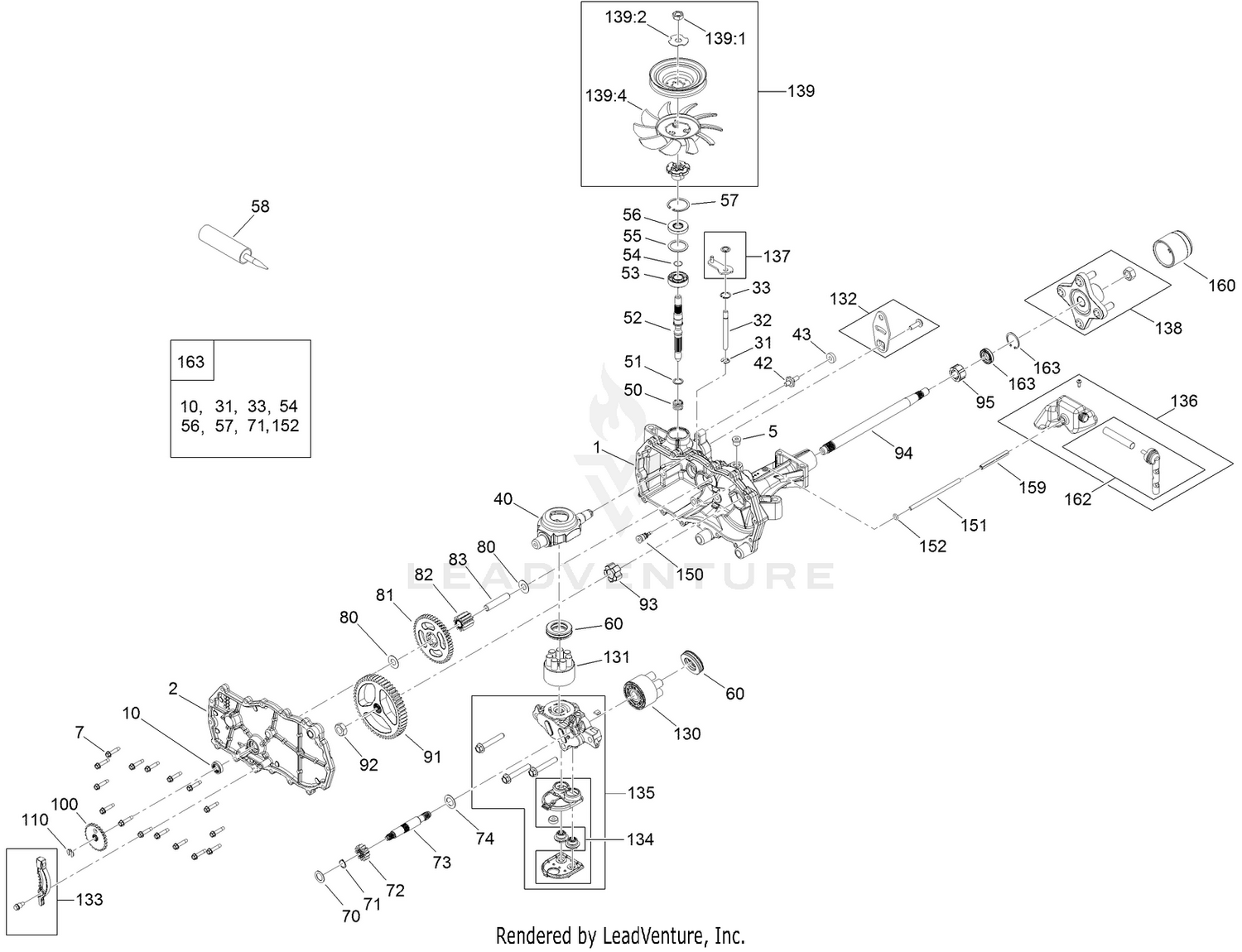 LH Hydro Transmission Assembly No. 139-2370