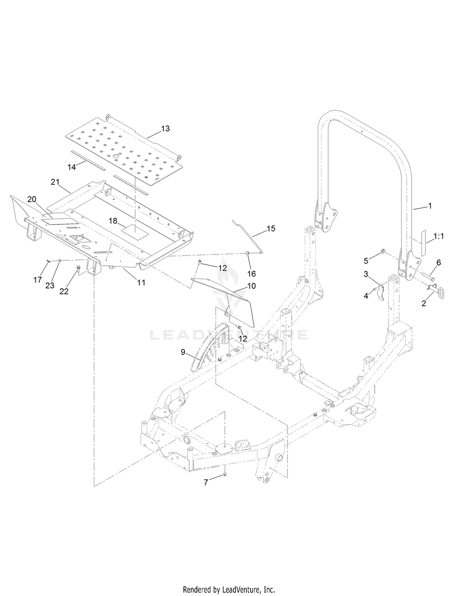 Platform and Roll-Over Protection System Assembly