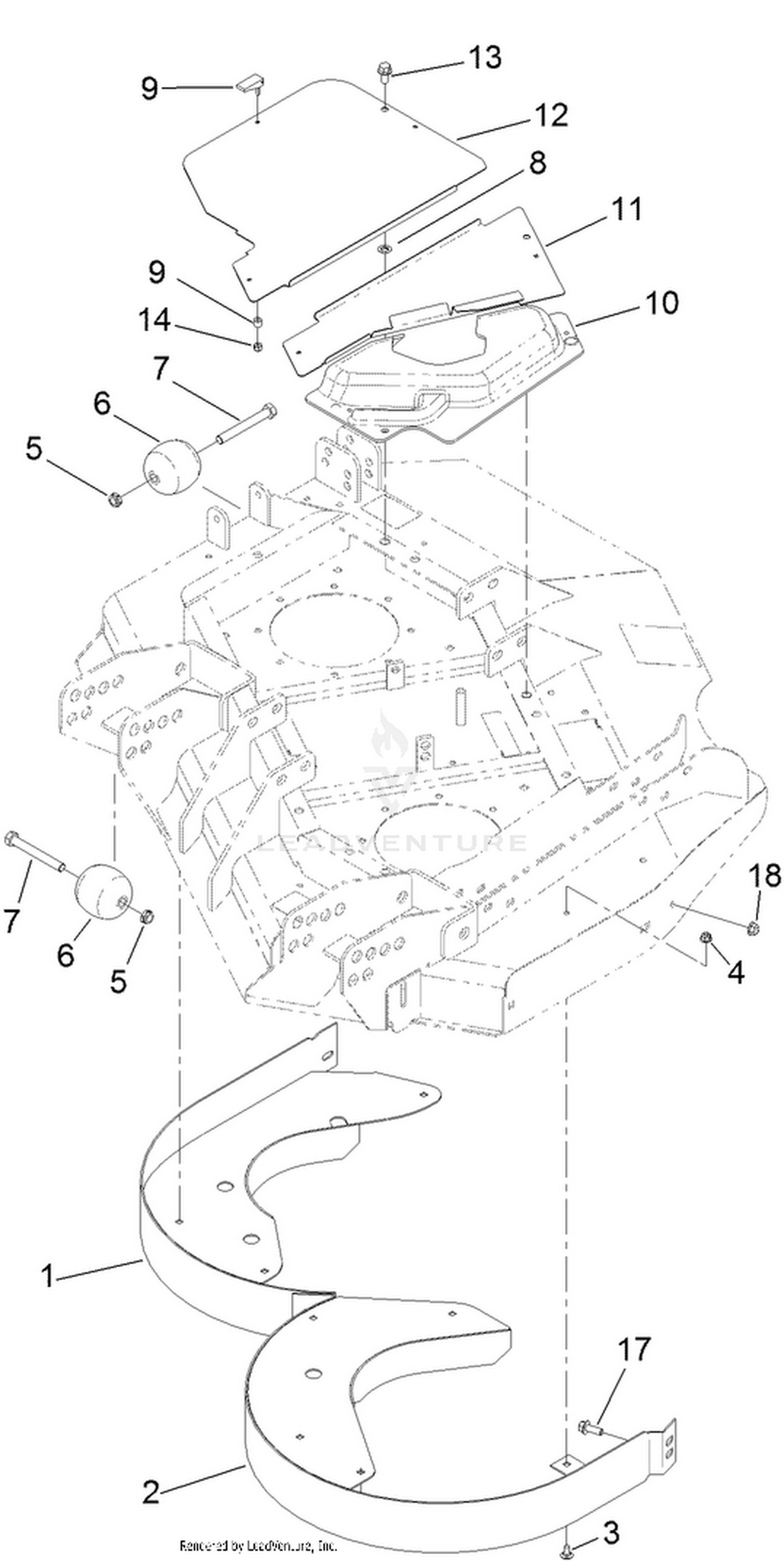 Left Deck Discharge Chamber and Cover Assembly