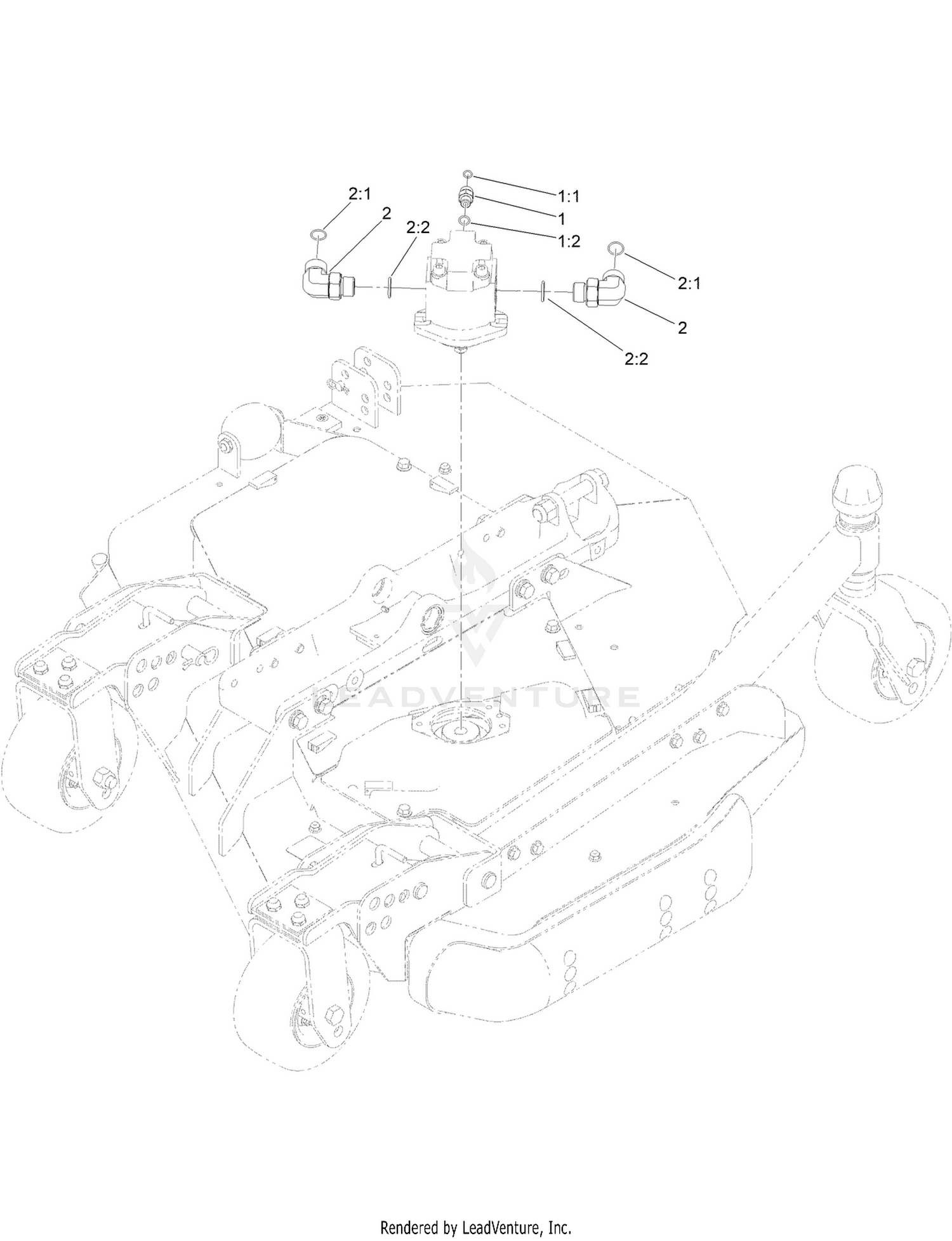 Left Deck Hydraulic Fitting Assembly
