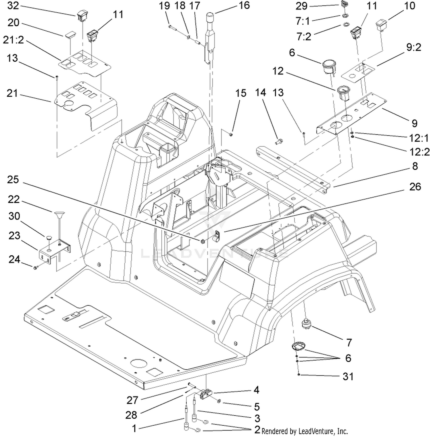 Parking Brake and Console Assembly
