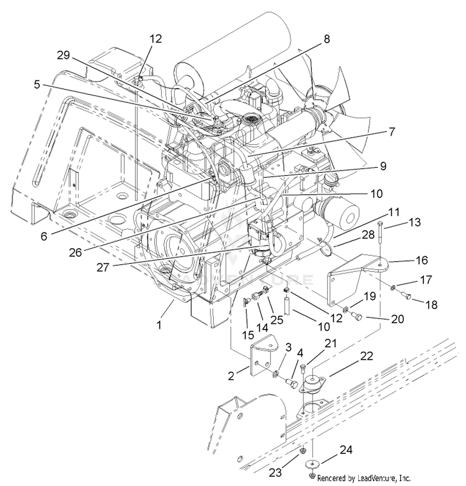 Engine and Mount Assembly