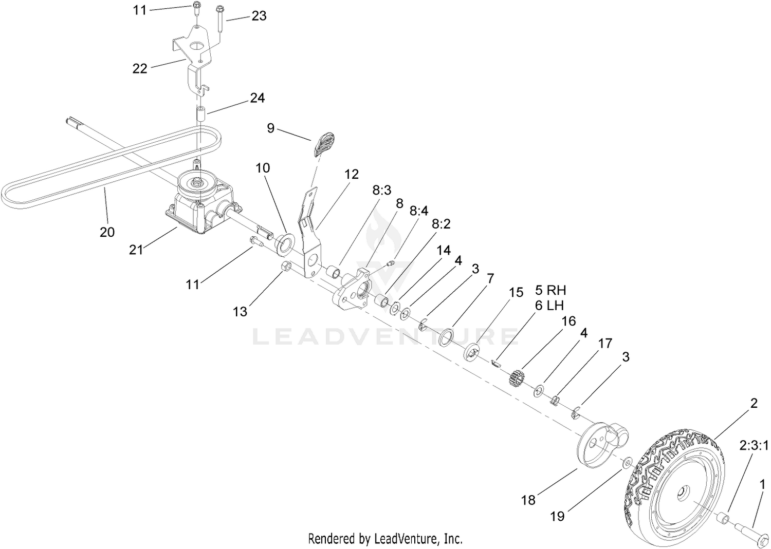 Rear Wheel and Gear Case Assembly