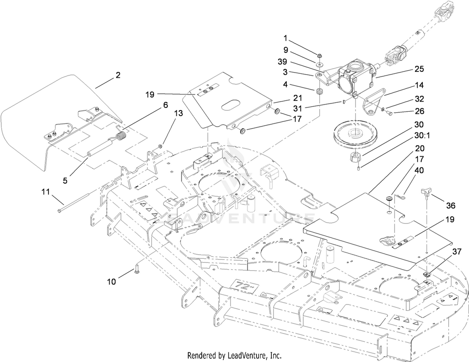Belt Cover, Gearbox and Baffle Assembly