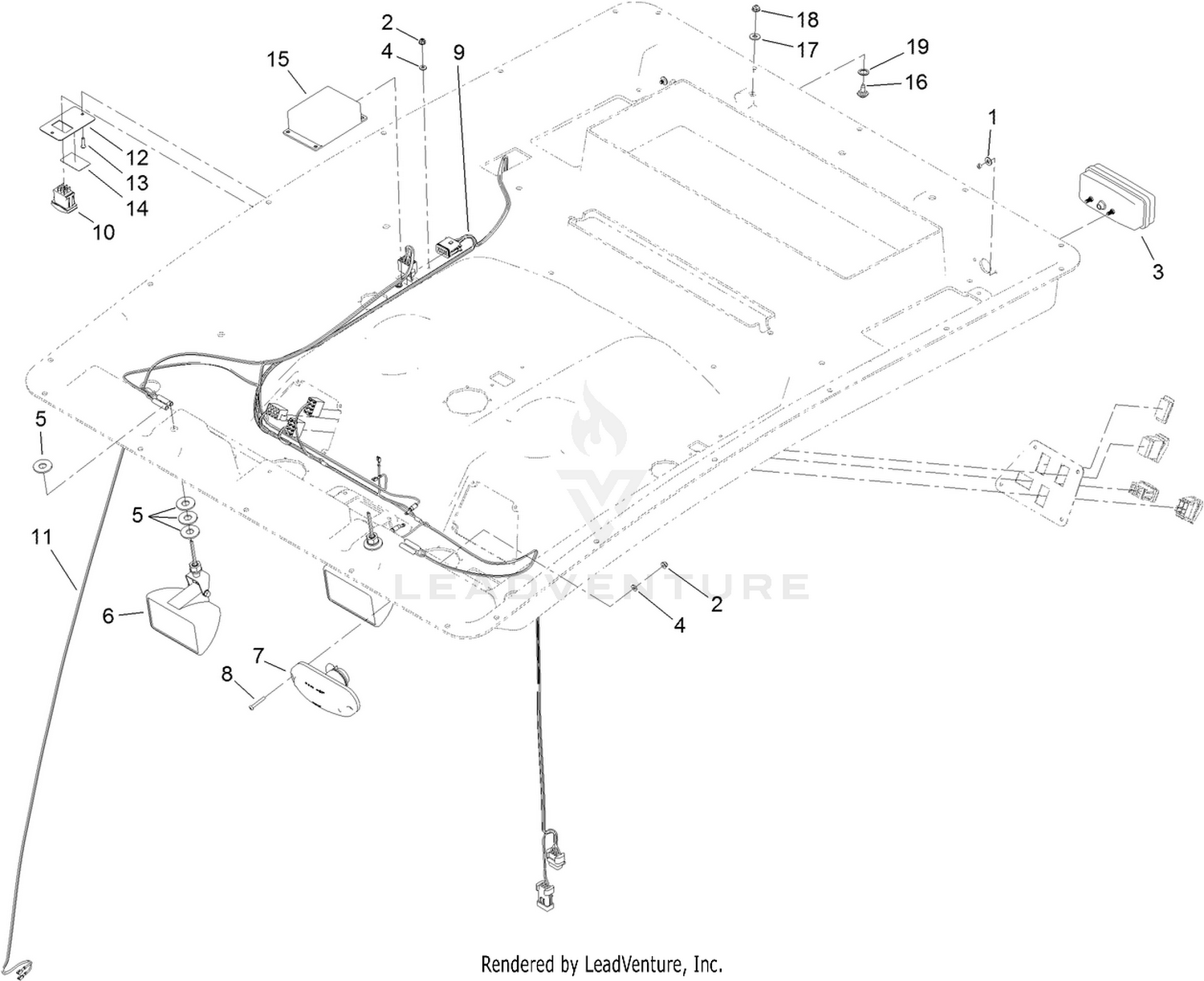 Rear Lamp, Work Light and Warning Light Assembly