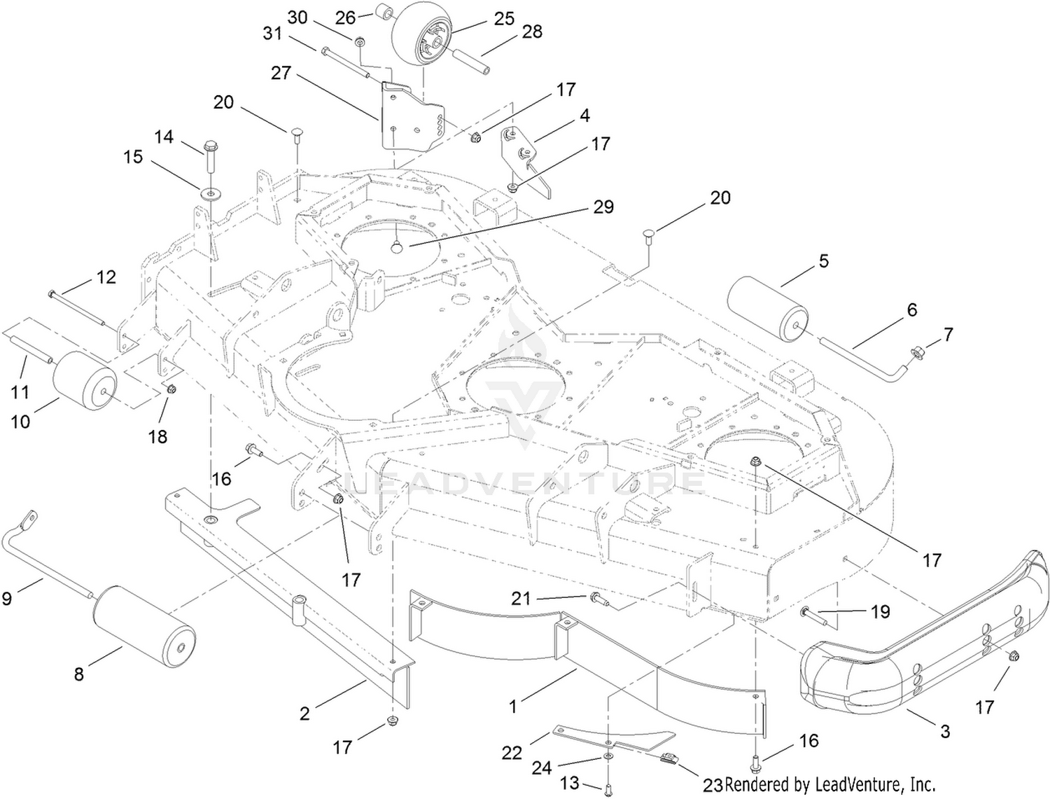 Deck Baffle and Roller Assembly