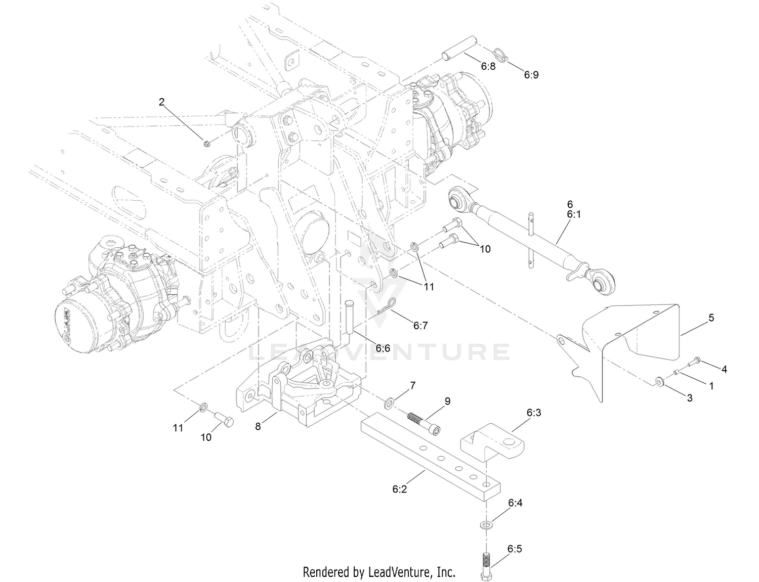 Drawbar Hitch and Upper Link Assembly