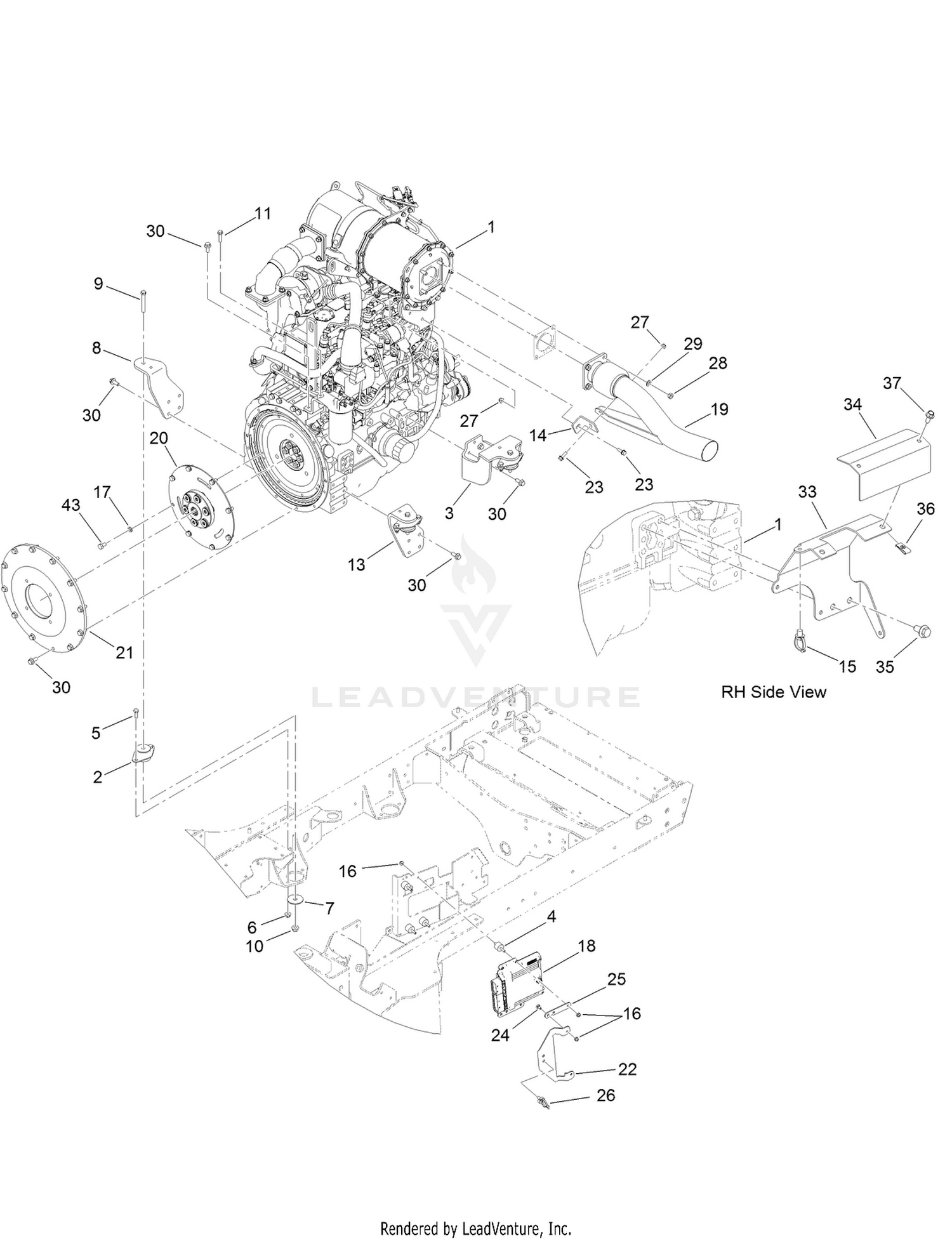 Engine and Mount Assembly