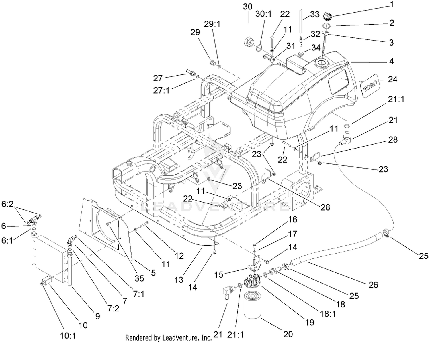 Hydraulic Tank, Filter and Cooler Assembly