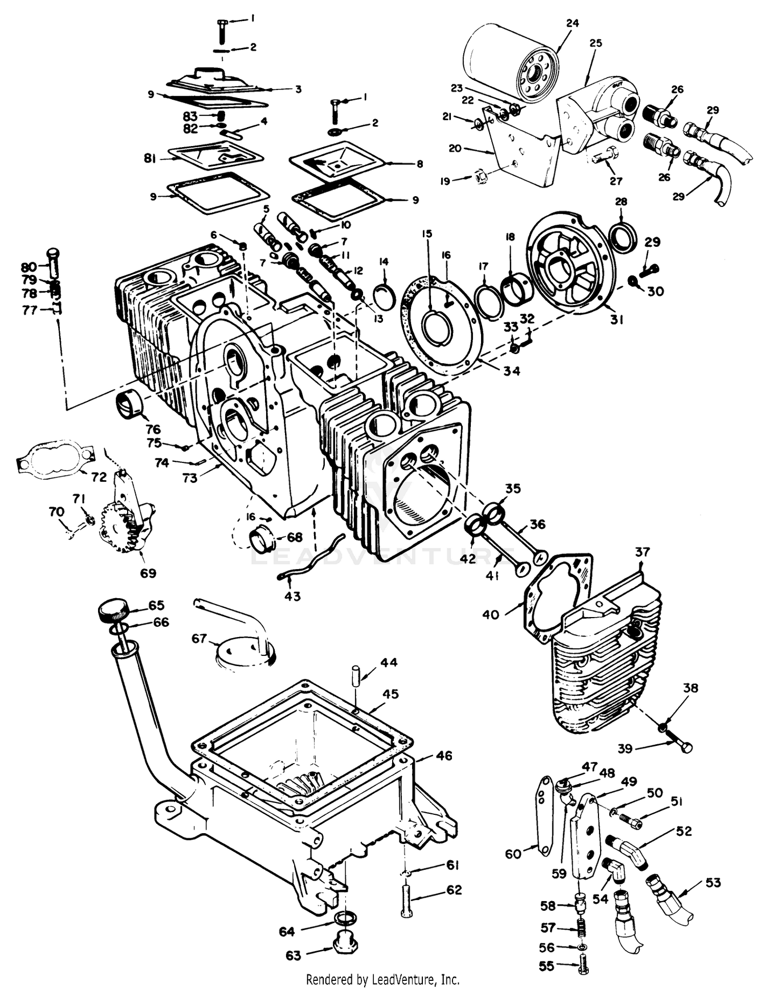 Engine Onan Model No. B48g-Ga020 Type No. 4348g Cylinder Block And Oil System