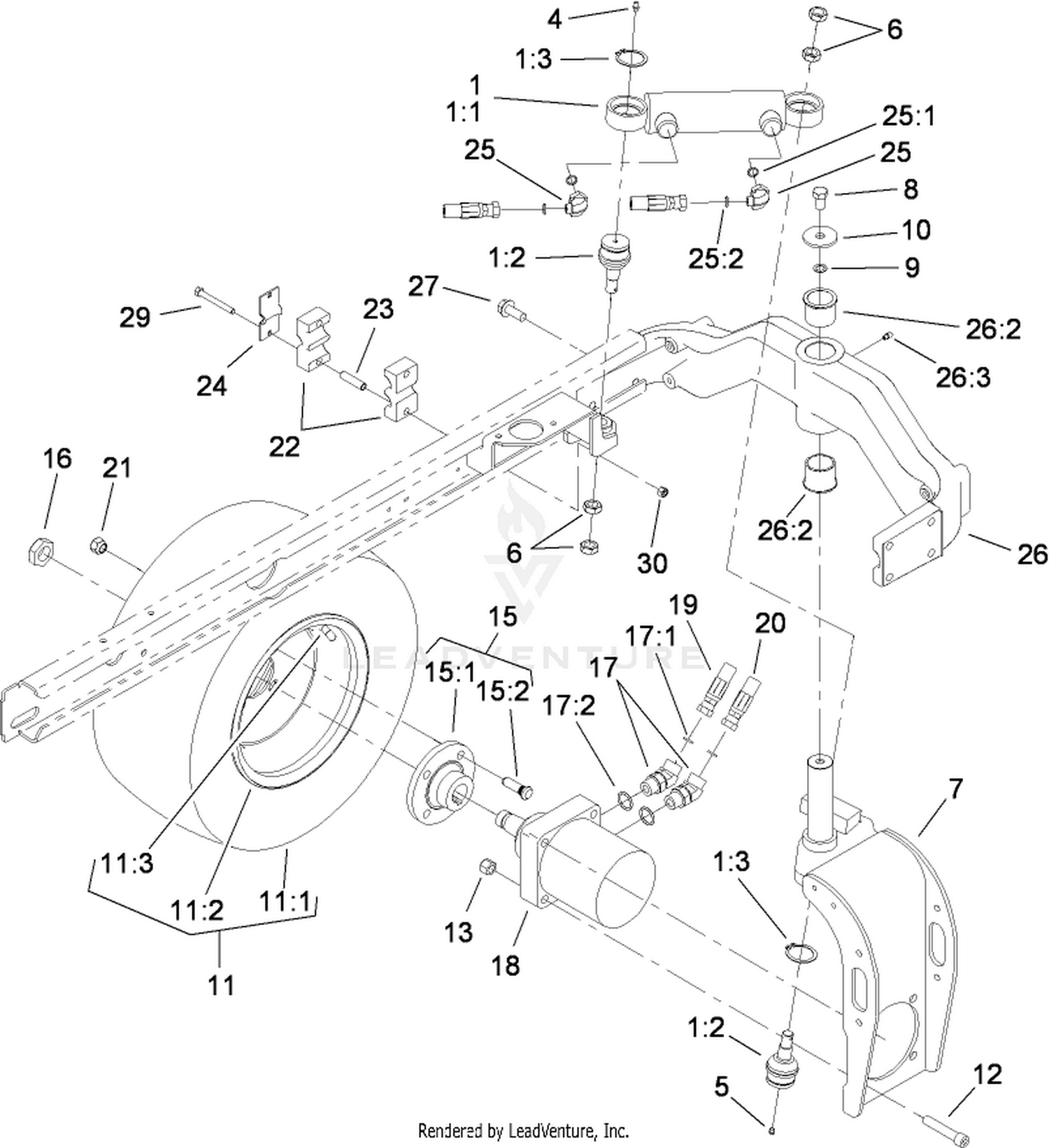 Rear Fork and Tire Assembly