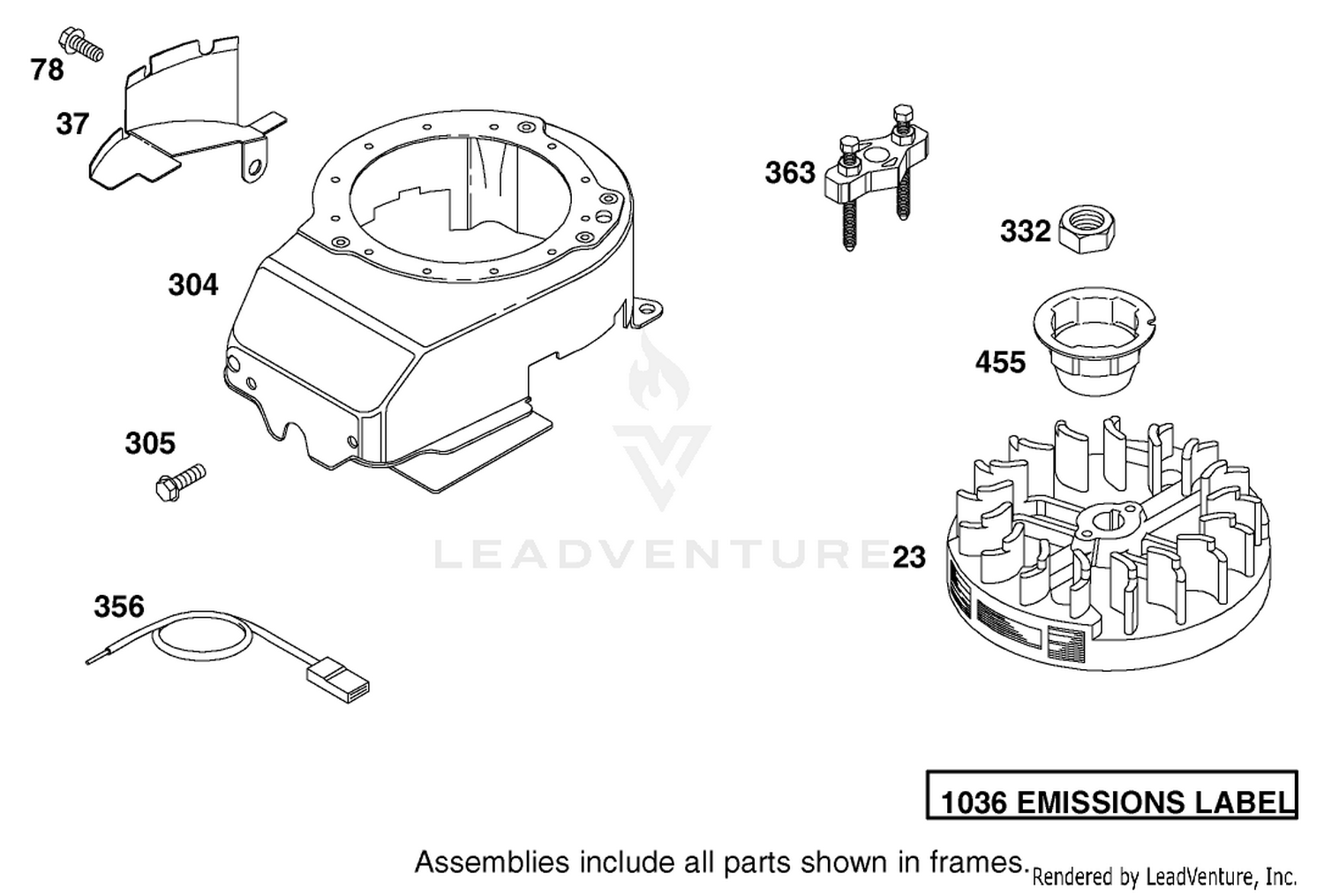 Flywheel and Blower Housing Assembly Briggs and Stratton Model 12F802-1770-B1