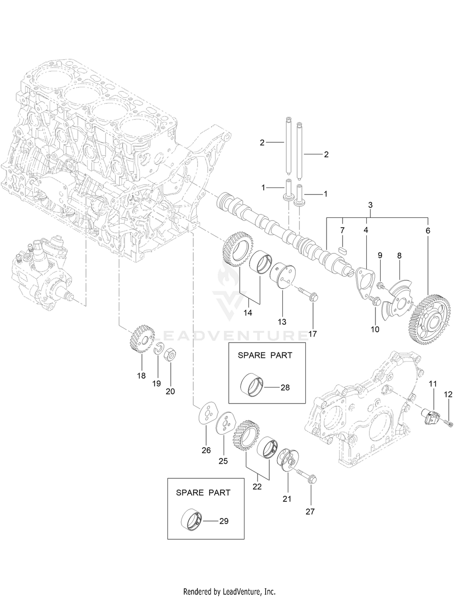 Camshaft and Driving Gear Assembly