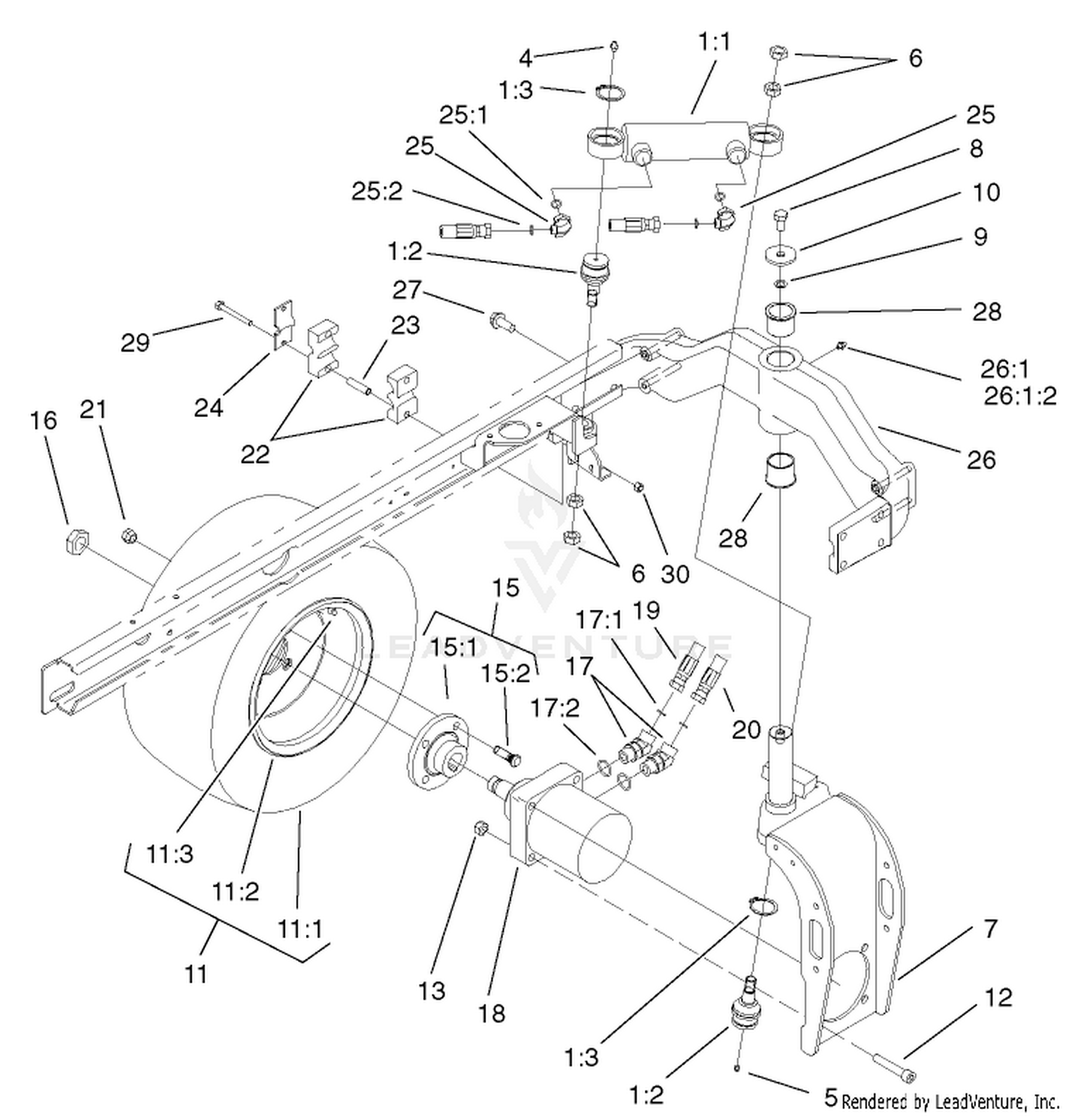 Rear Fork and Tire Assembly