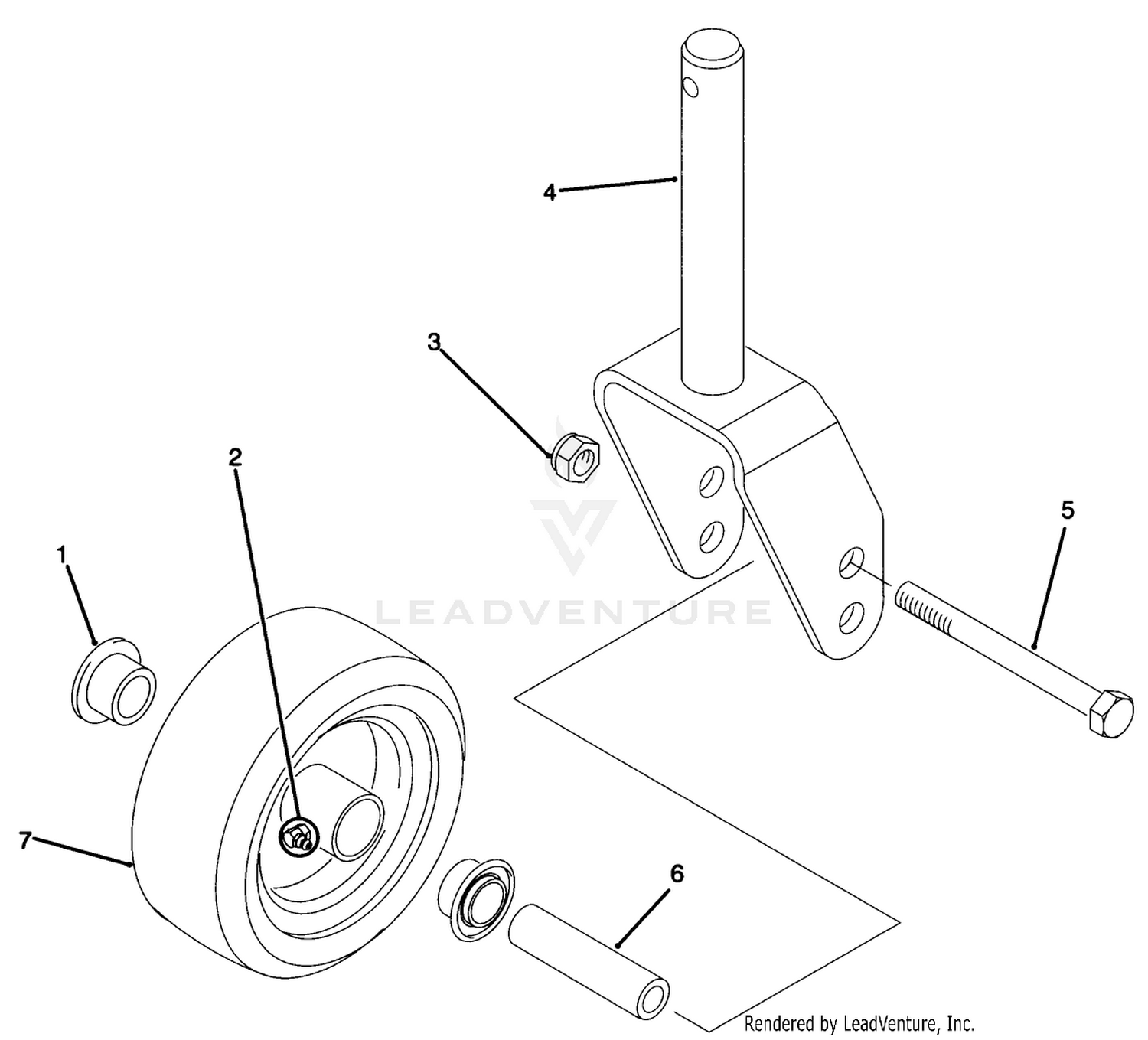 Front Castor Fork Assembly