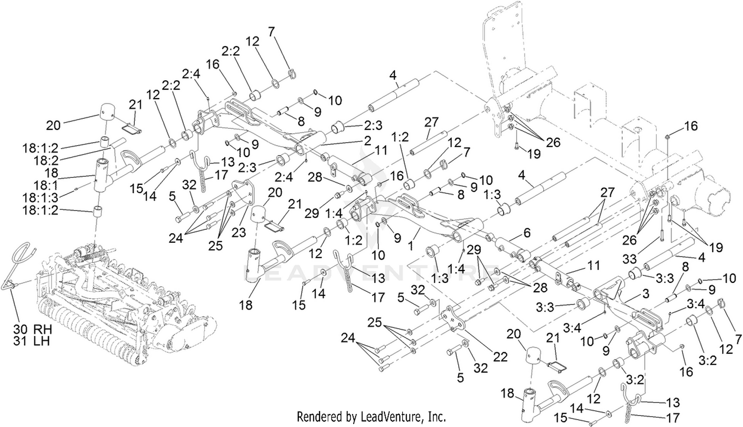 No. 1, No. 4 and No. 5 Lift Arm Assembly