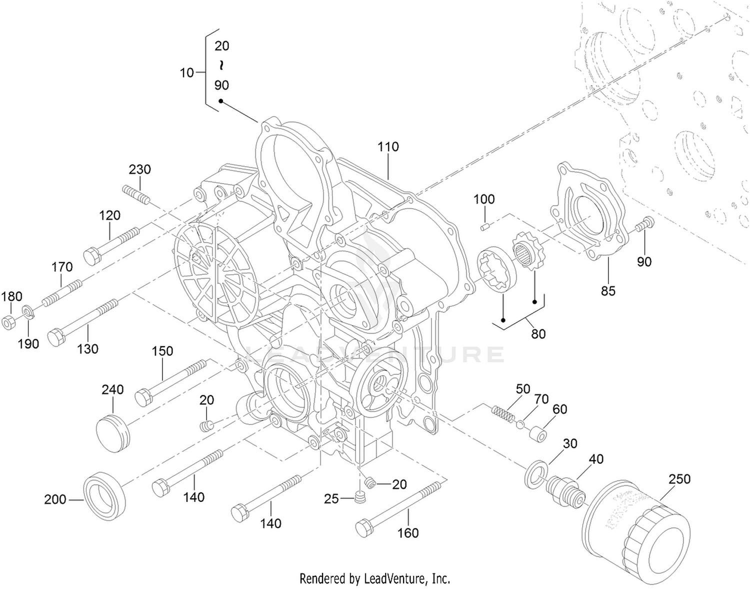 Gear Case and Oil Filter Cartridge Assembly