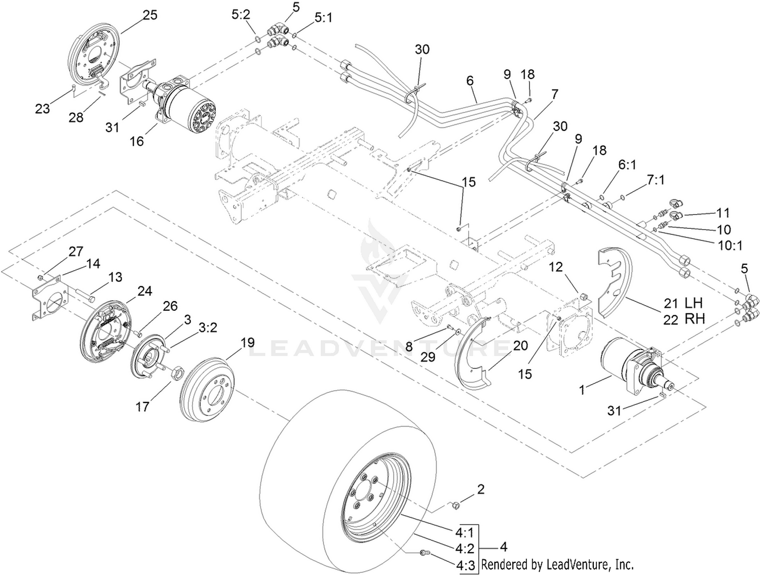 Front Wheel, Brake and Hydraulic Motor Assembly