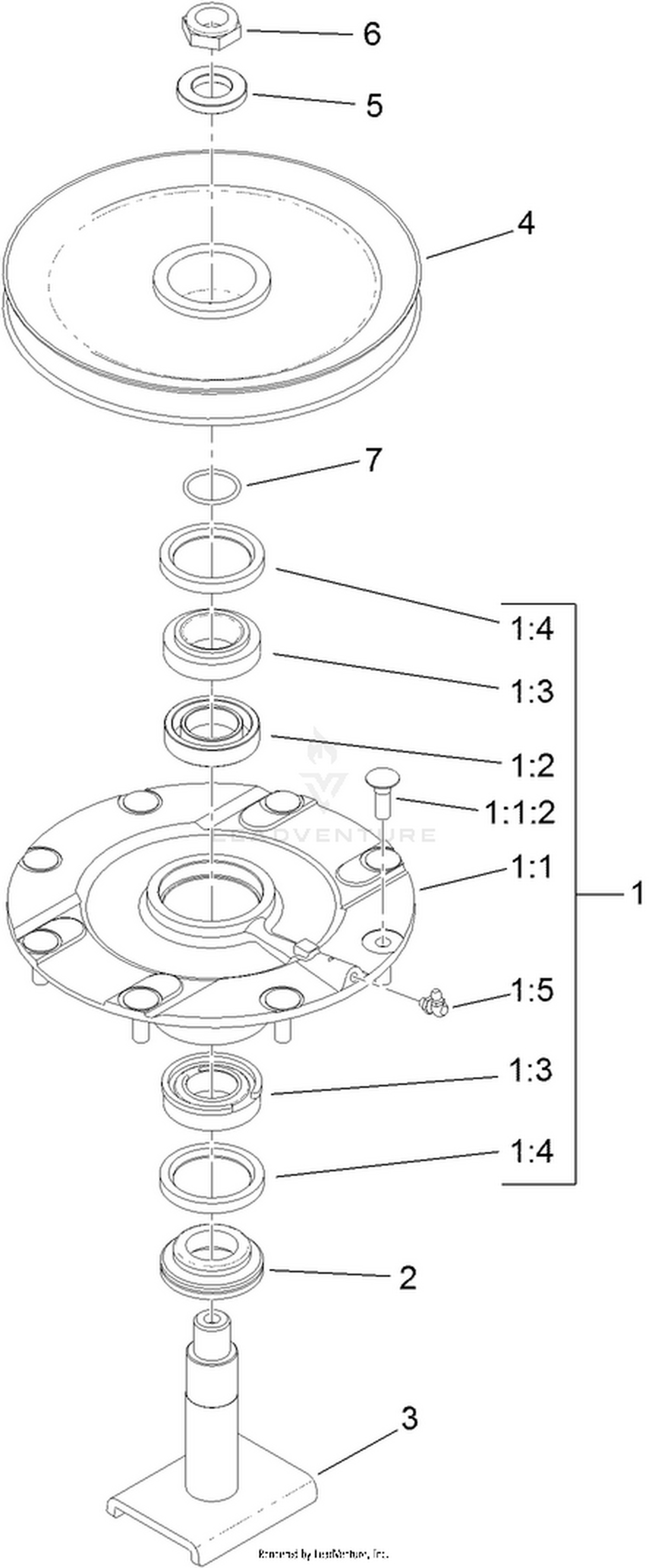 Wing Deck Spindle Assembly No. 121-5257