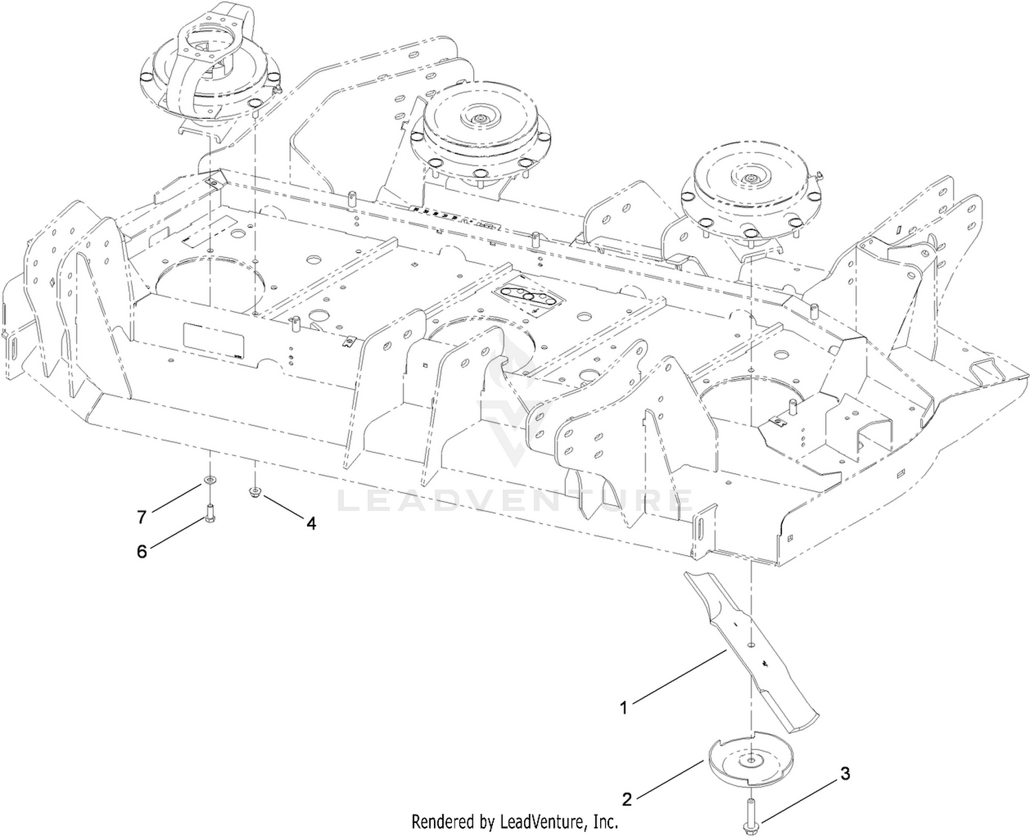 Right Deck  Spindle and Blade Assembly