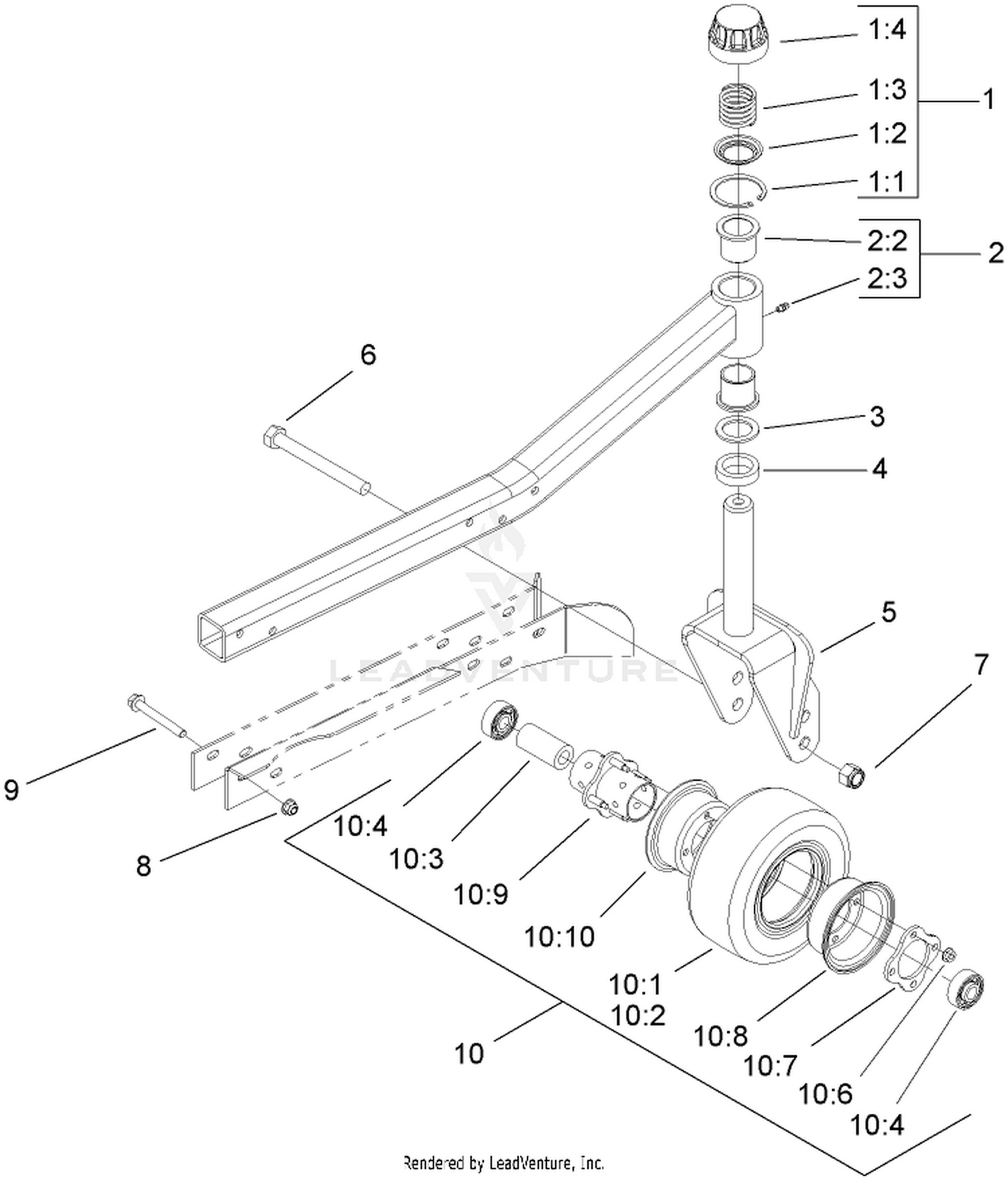 Right and Left Hand Castor Arm and Tire Assembly