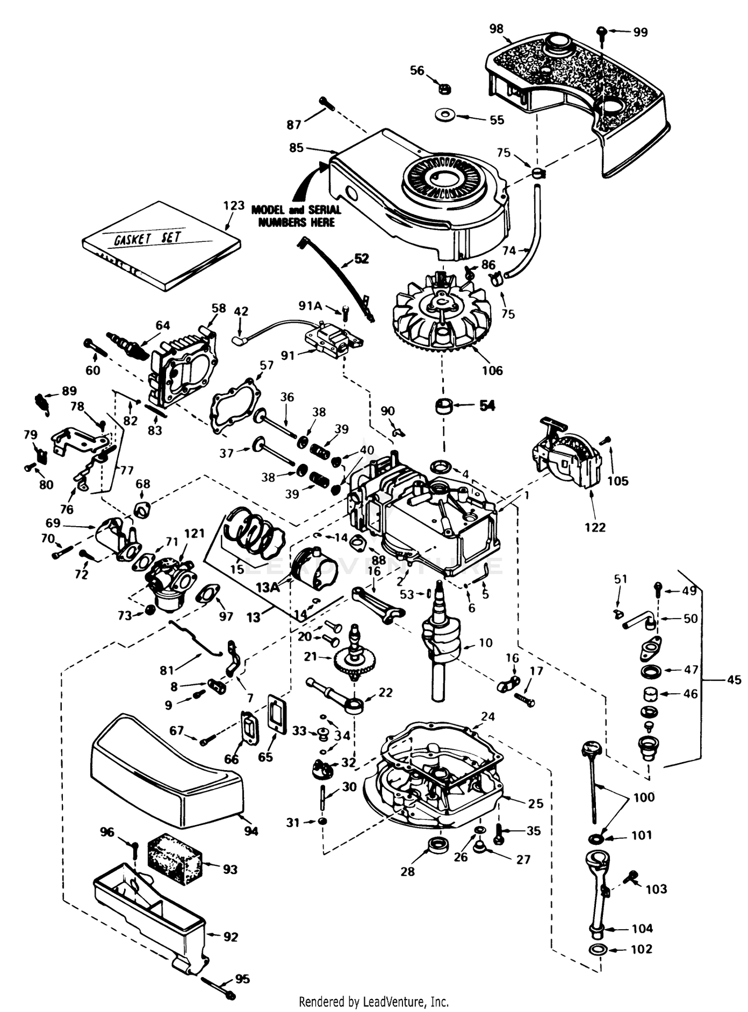 Engine Tecumseh Model No. Tnt 100-10077e