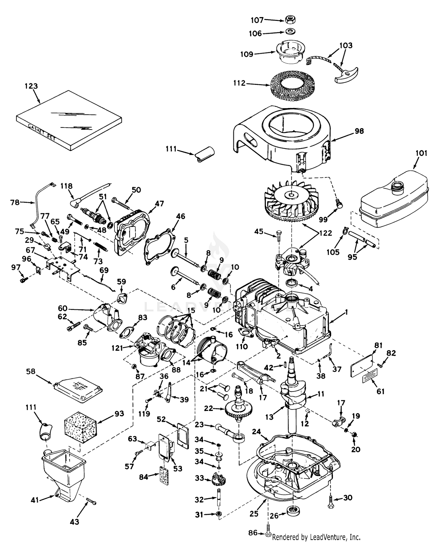 Engine Tecumseh Model No. Lav35-40595j