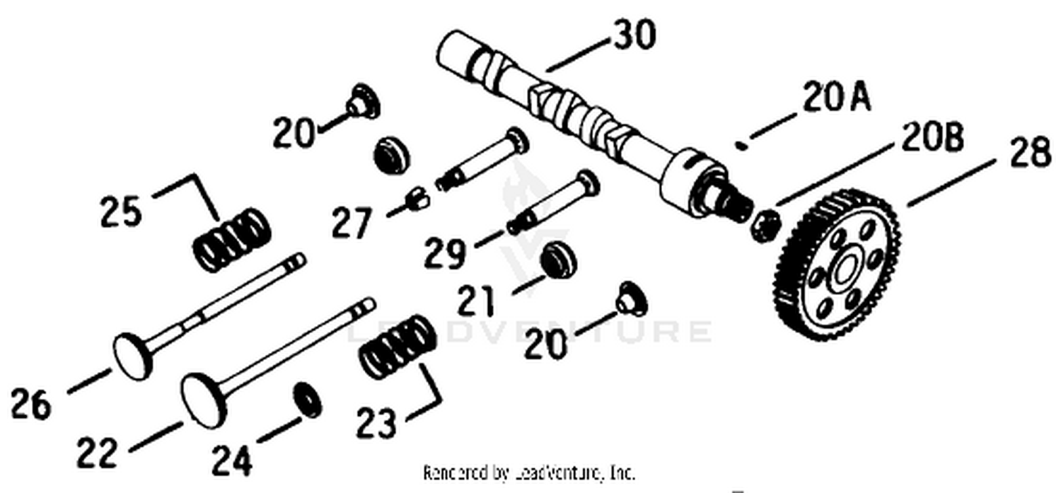 Camshaft  Valves-Engine Kohler Model No. K532s-Spec. 53169