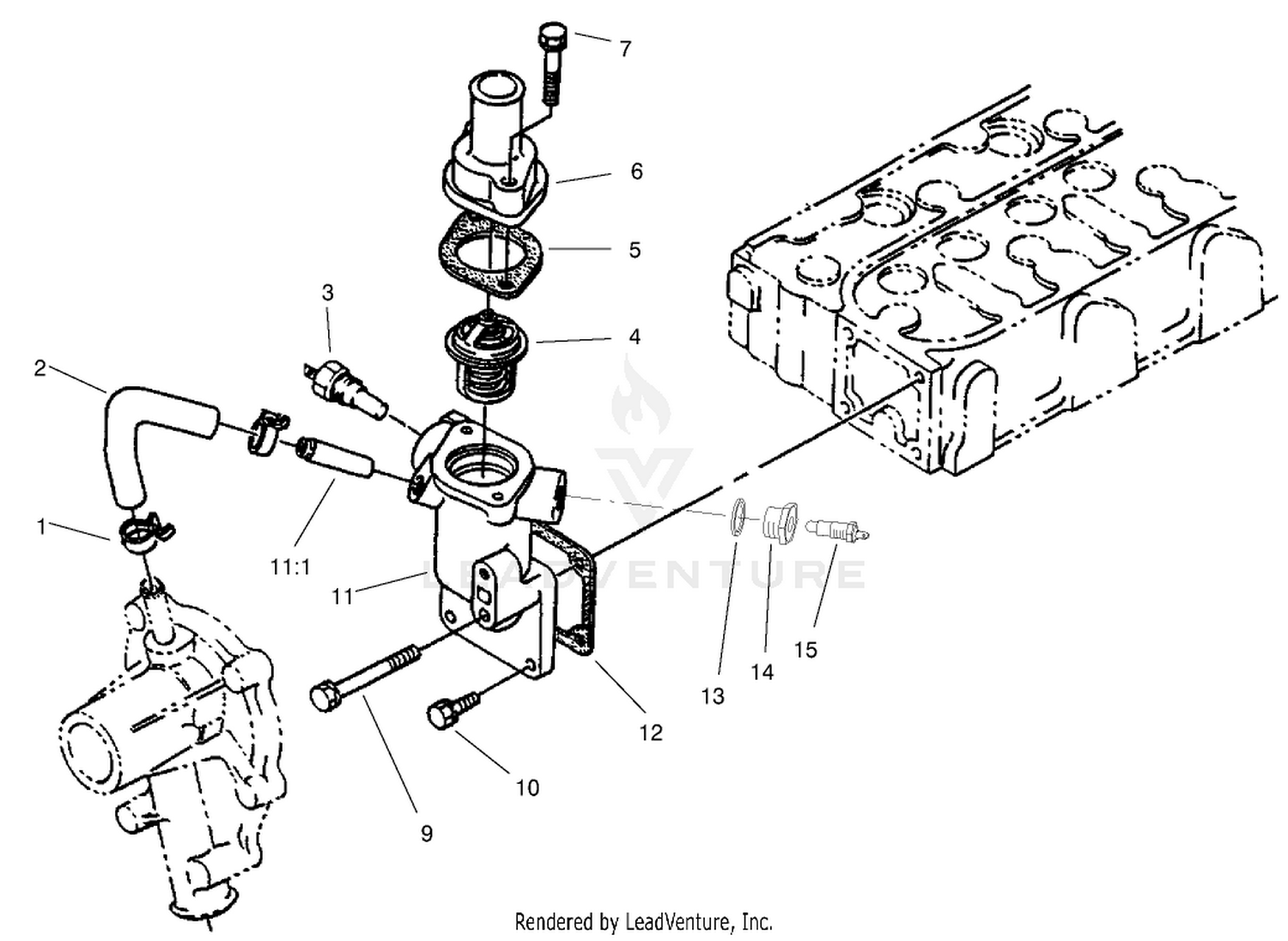 Water Flange And Thermostat Assembly