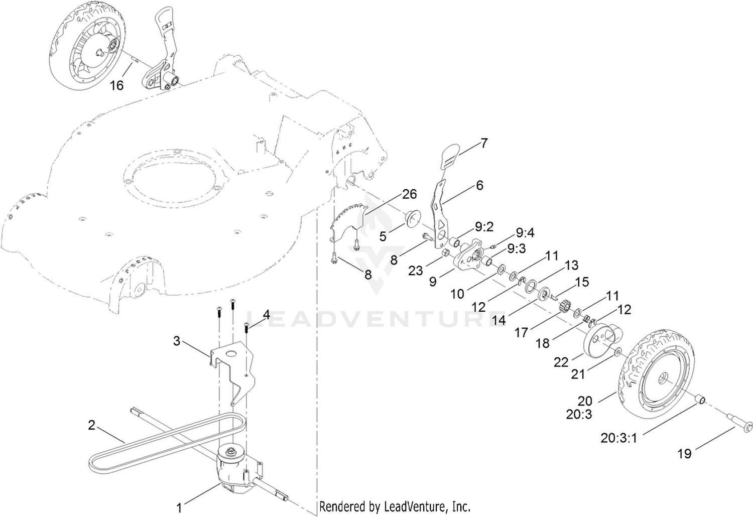 Rear Wheel and Hight-of-Cut Assembly