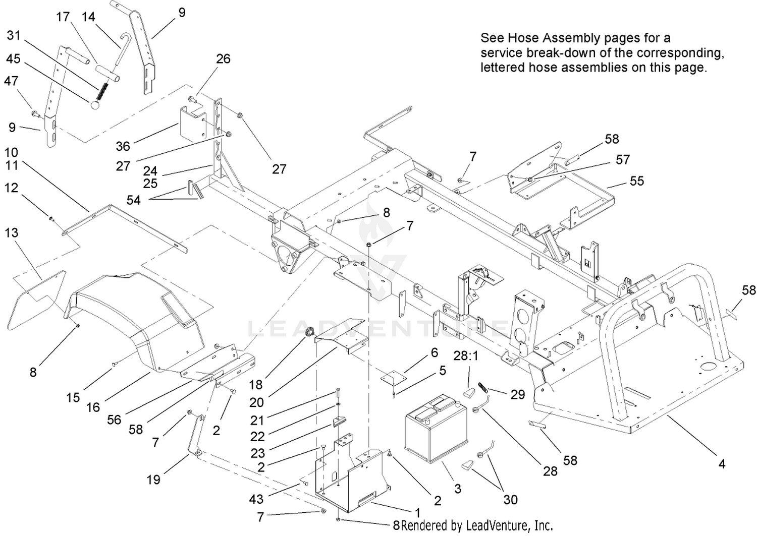 Rear Fender and Battery Mount Assembly