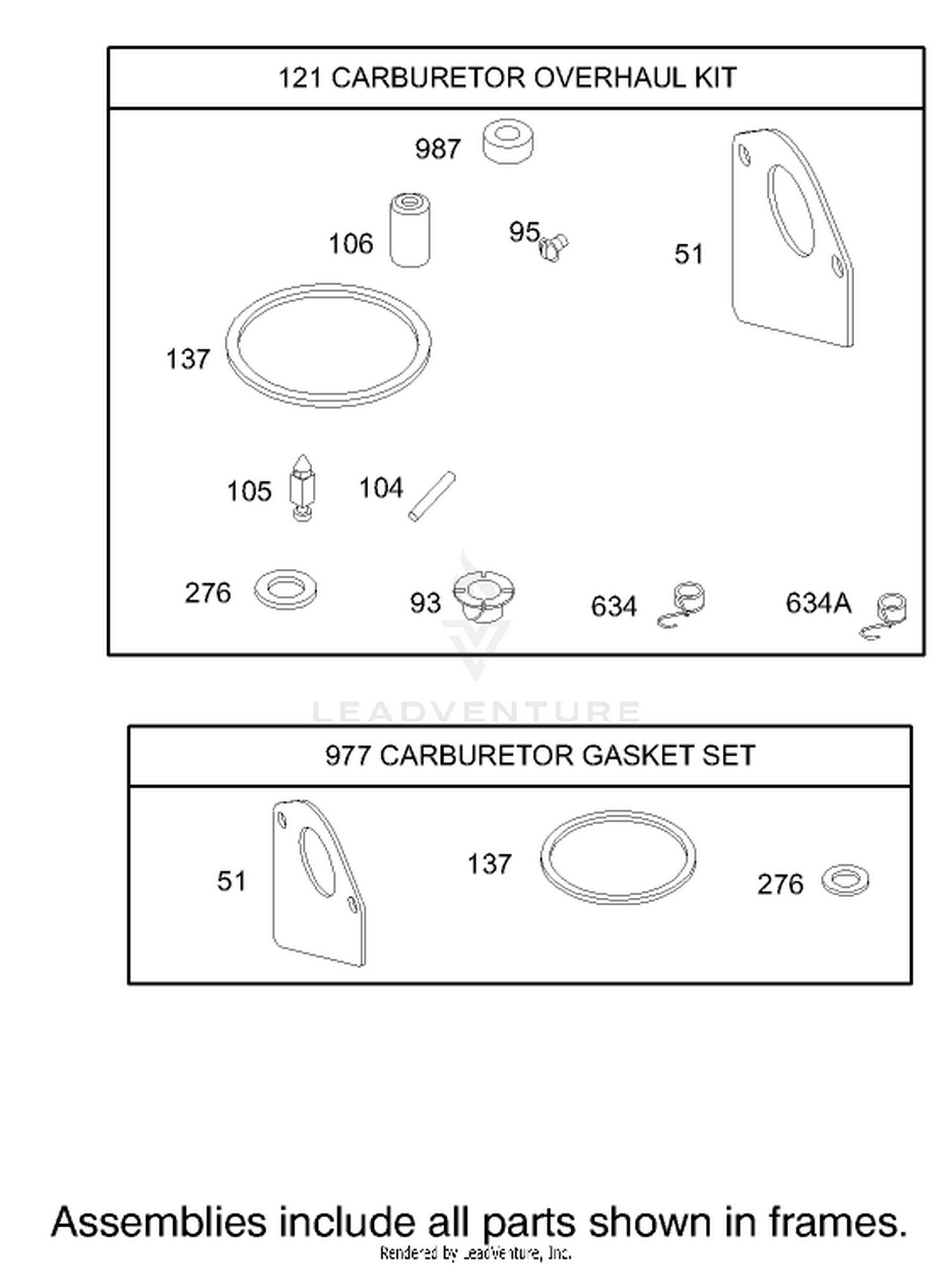 Carburetor Overhaul Kit Assembly Engine Briggs and Stratton Model 28M707-1125-E1