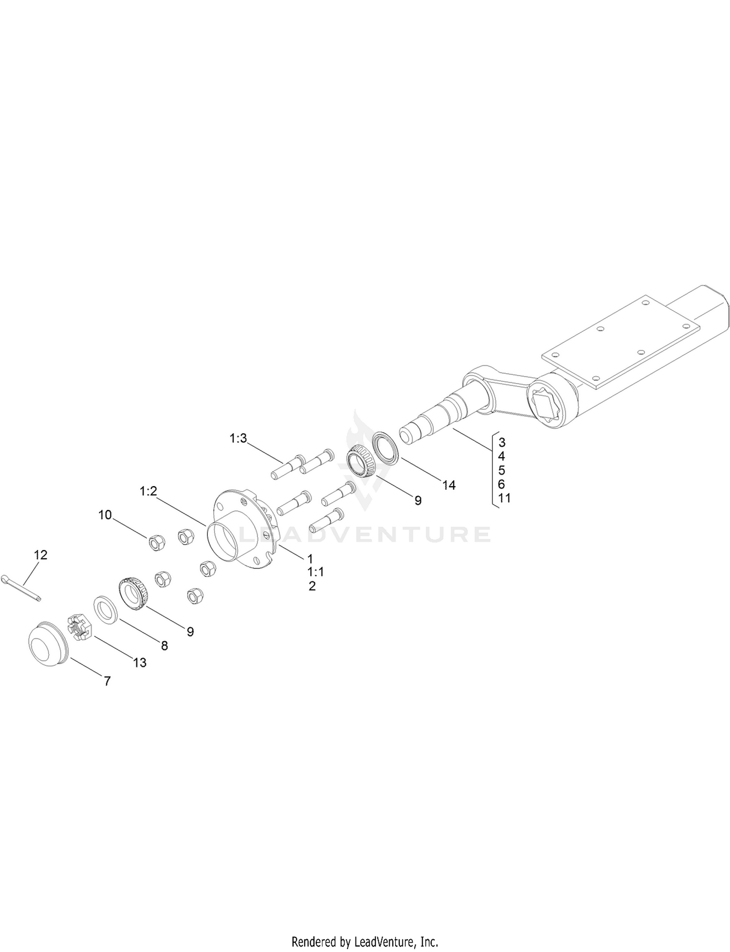 RH Torsion Axle Assembly No. 137-3573