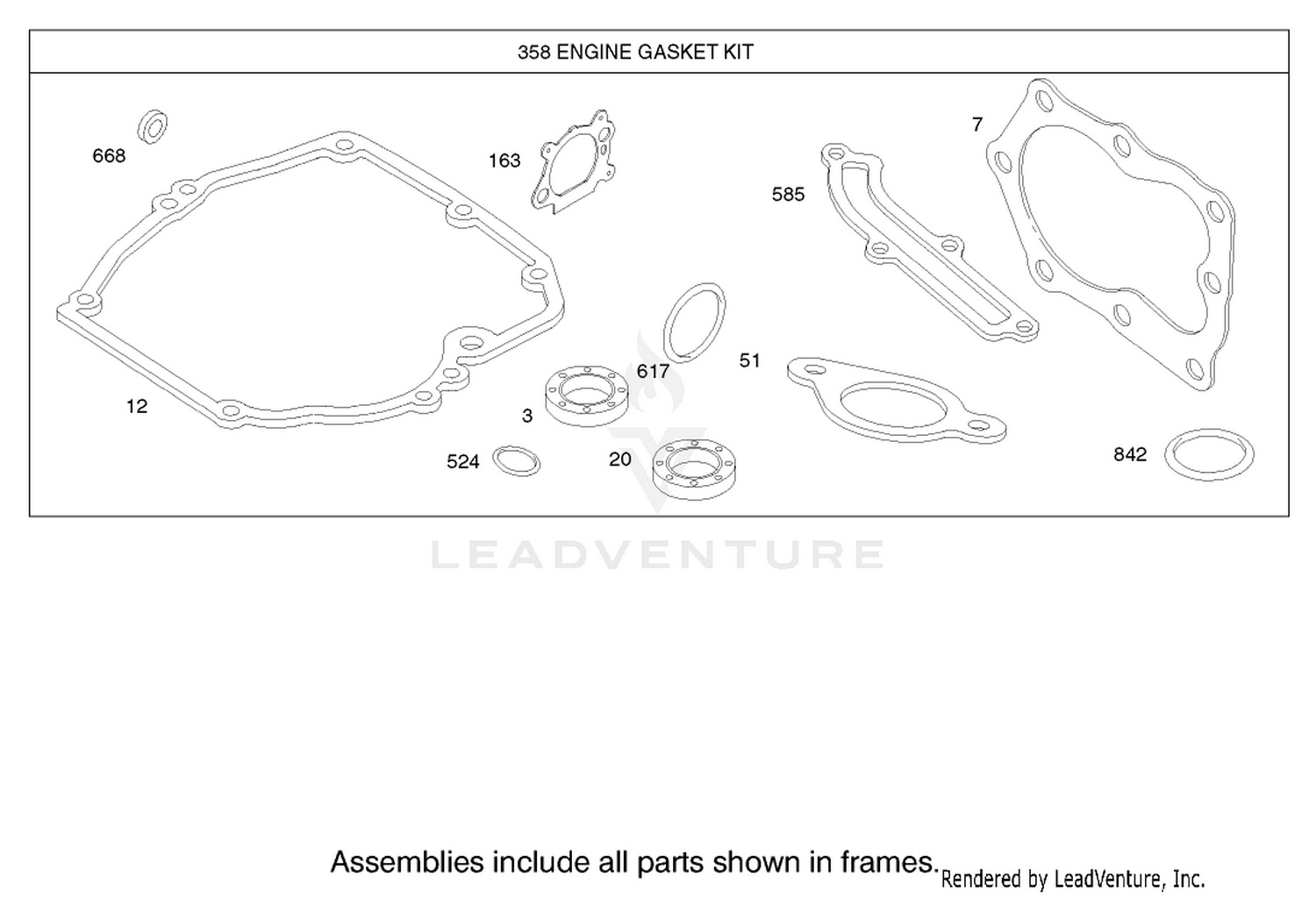 Gasket Assembly Engine Briggs and Stratton Model 124K02-0110-B1
