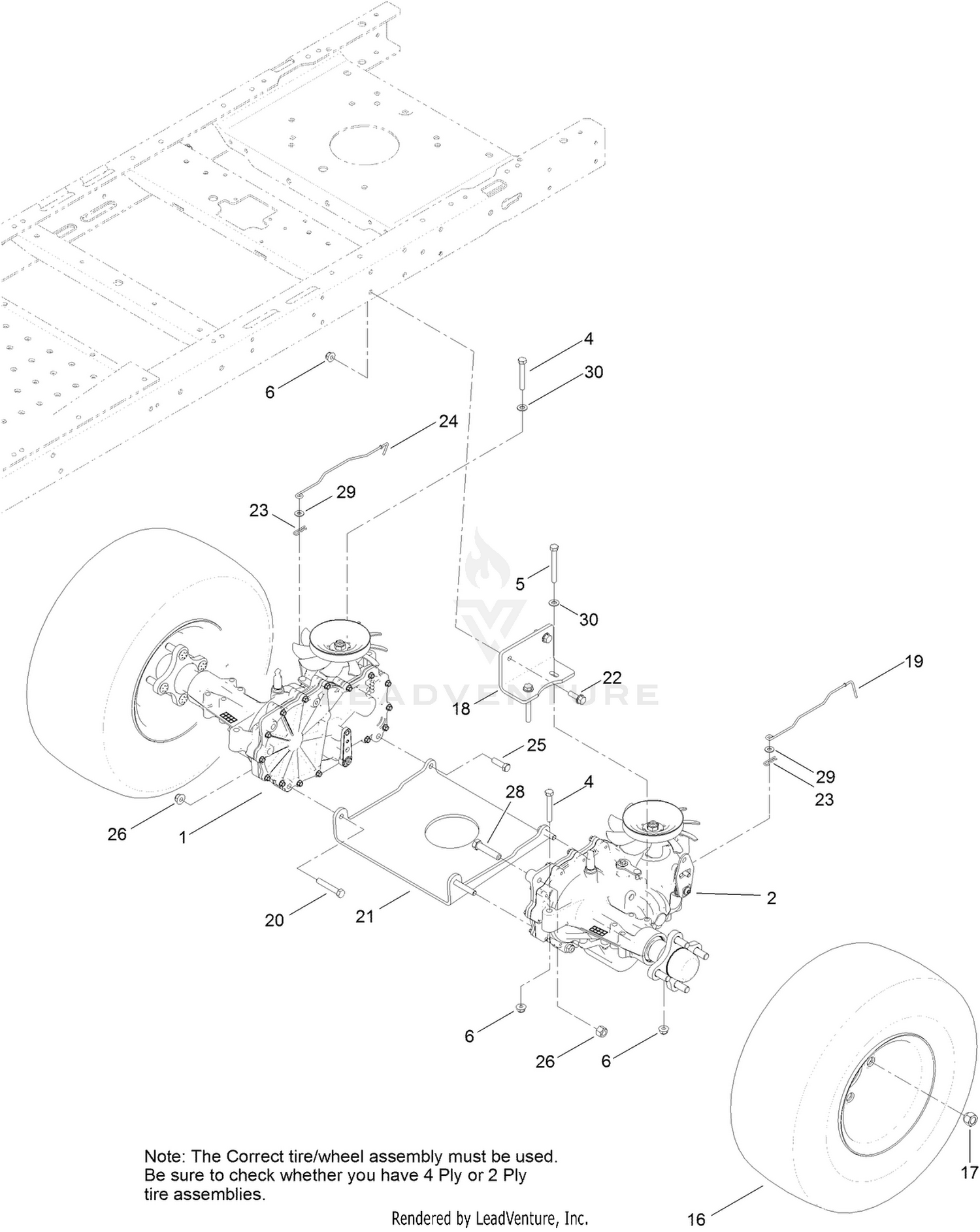 Hydro Transaxle Drive and Rear Wheel Assembly