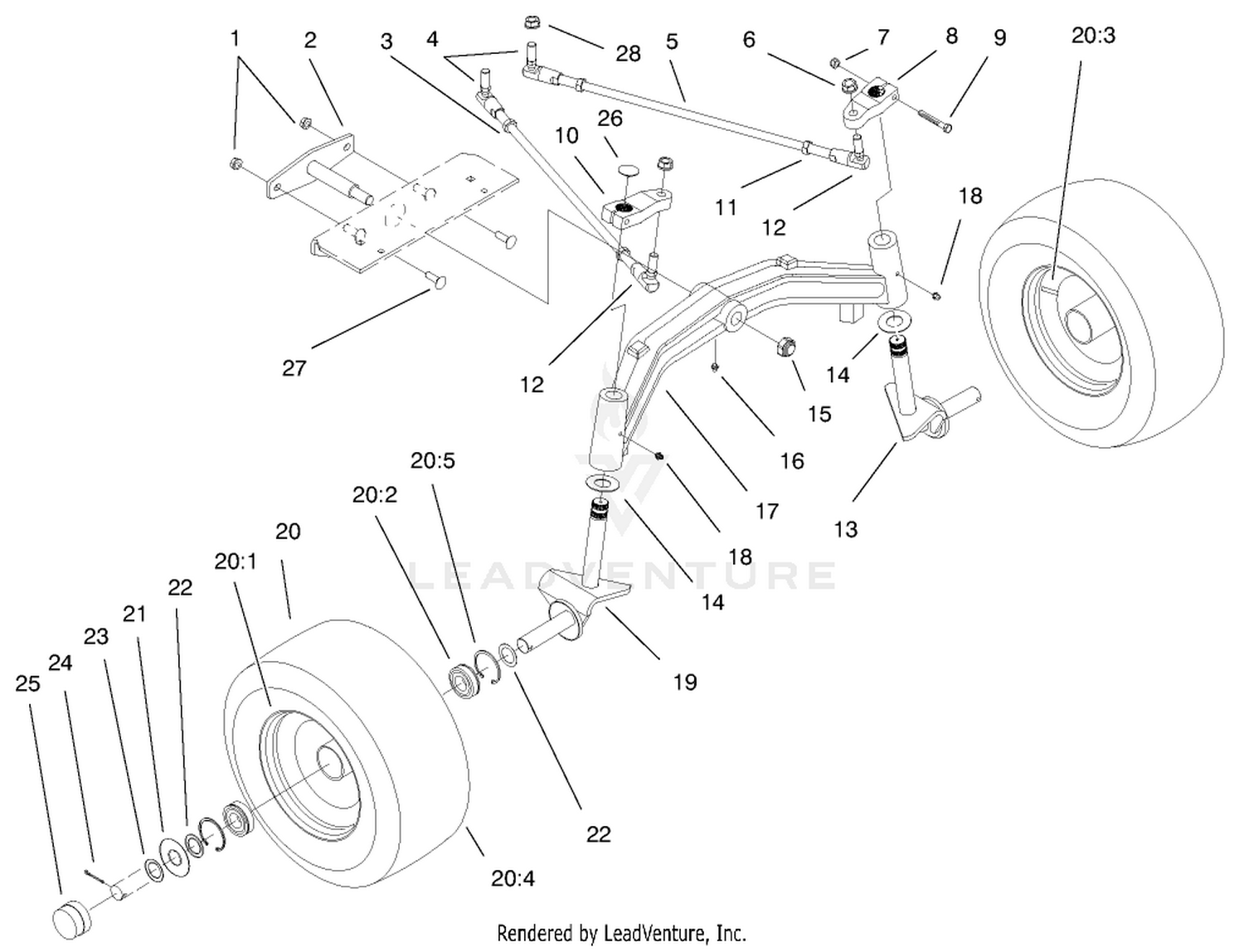 Tie Rods, Spindle,  Front Axle Assembly