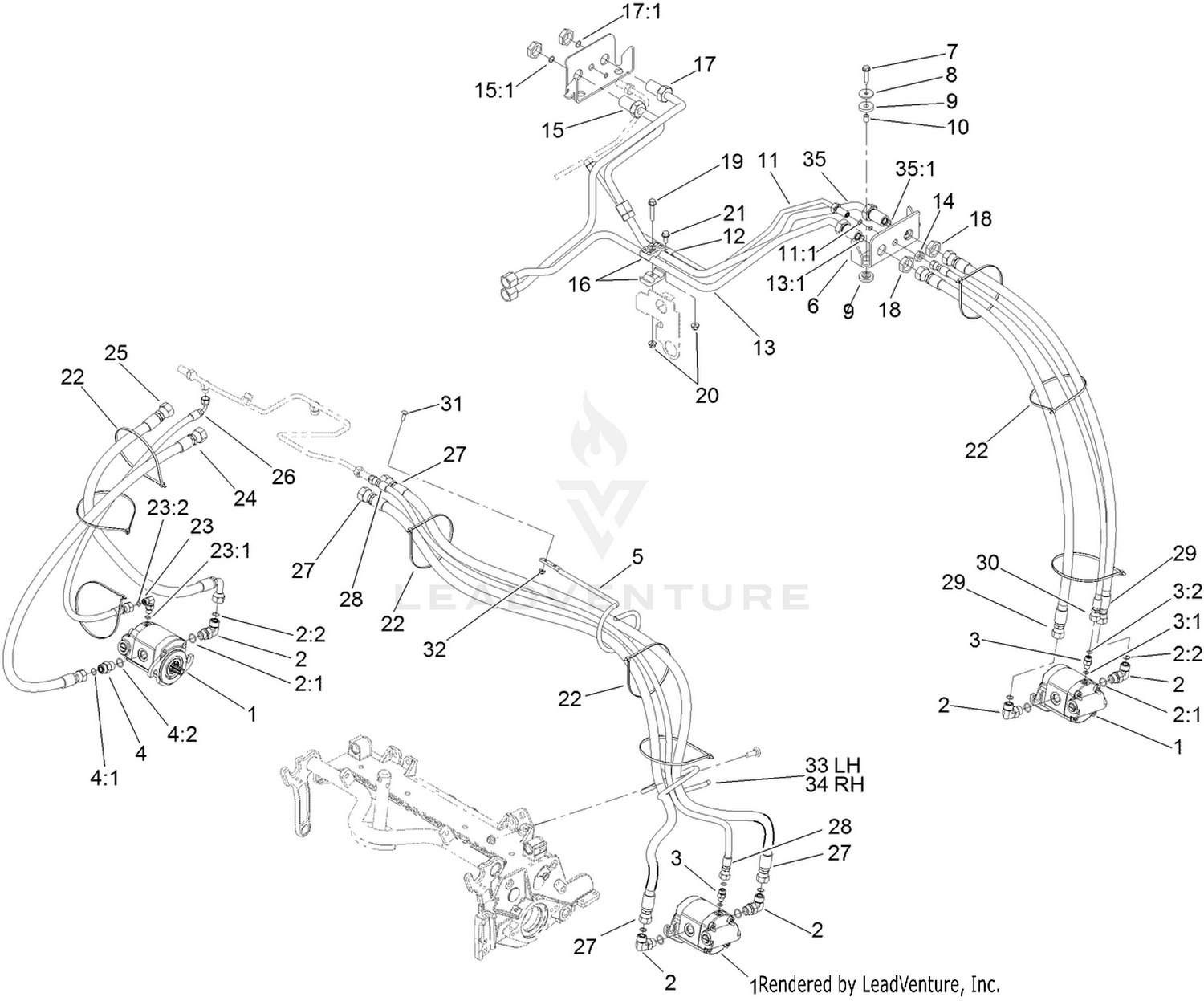 Rear Reel Drive System Plumbing  and Front Hose Assembly