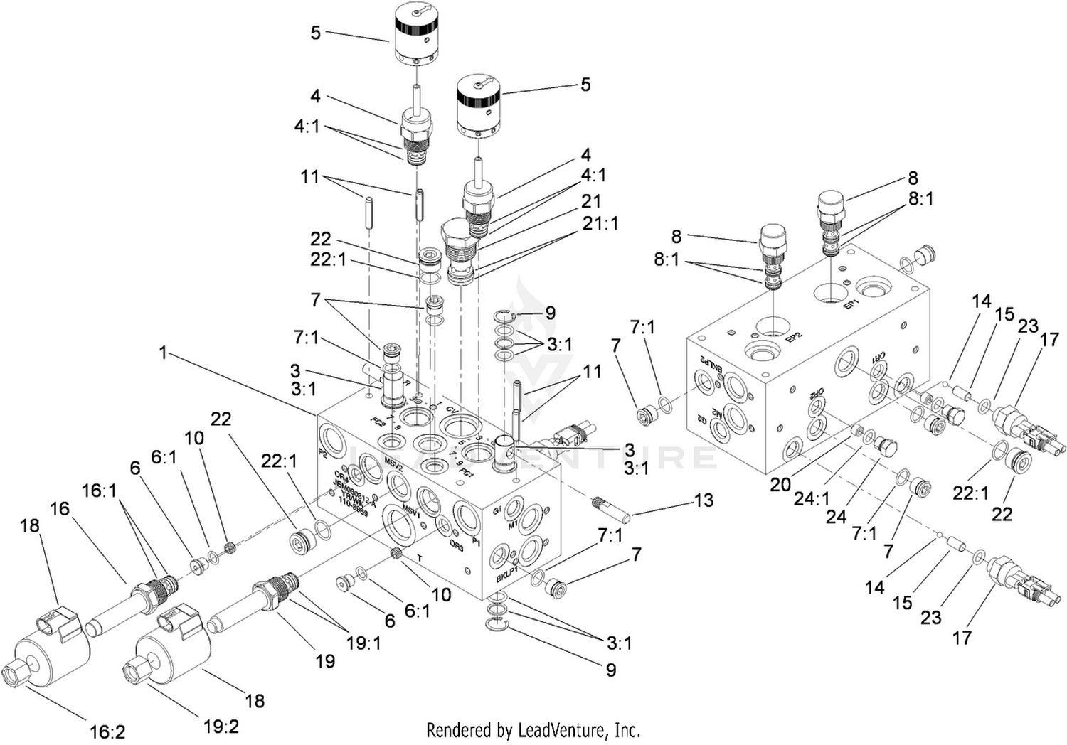 Hydraulic Manifold Block Assembly No. 110-8969